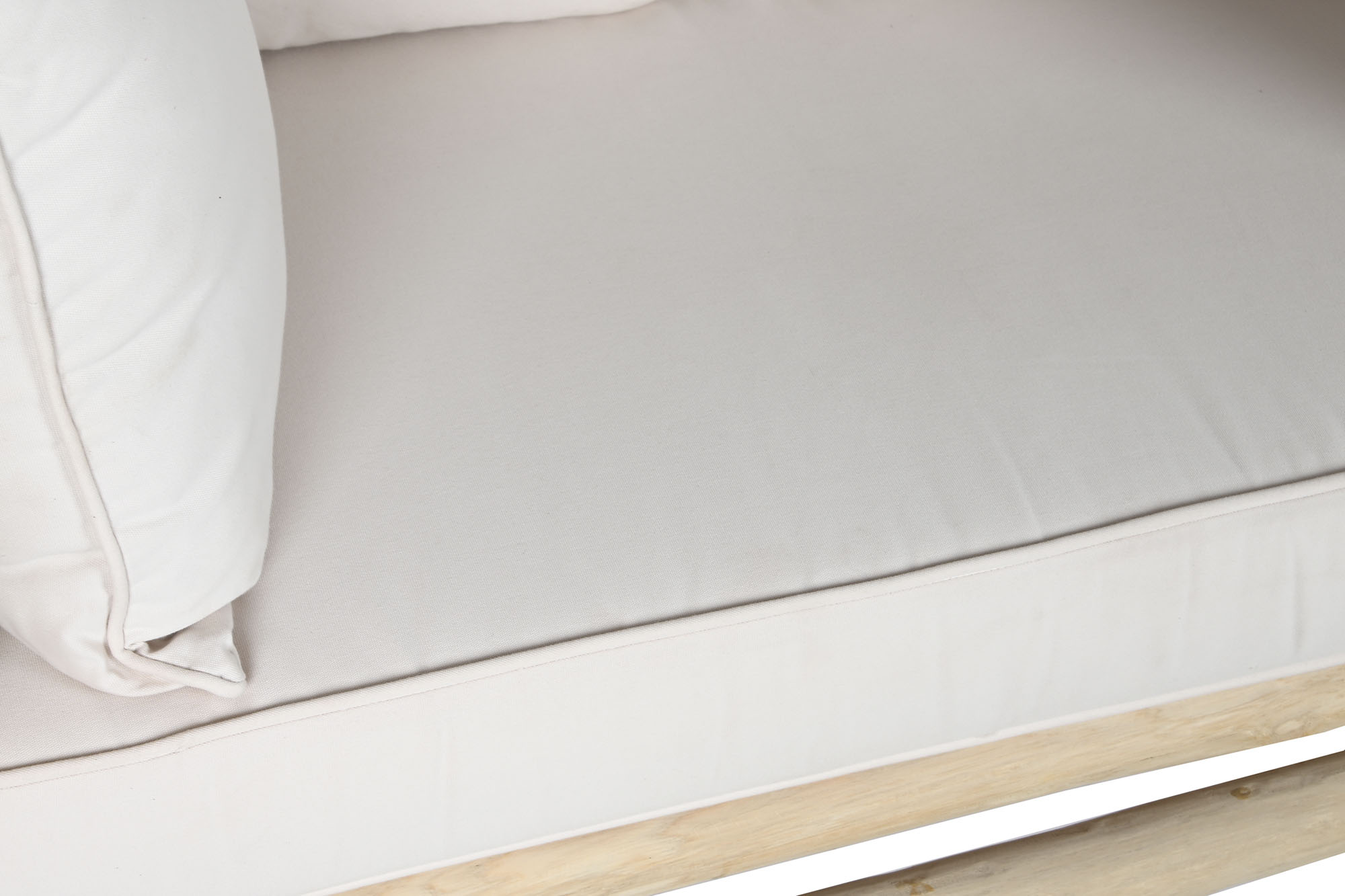 Sofa teca poliester 132x79x78 natural blanco