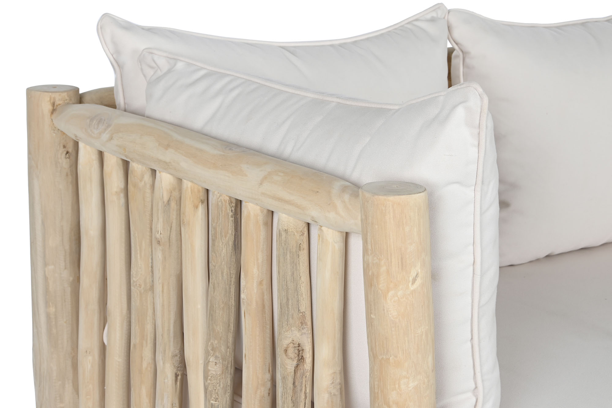 Sofa teca poliester 132x79x78 natural blanco