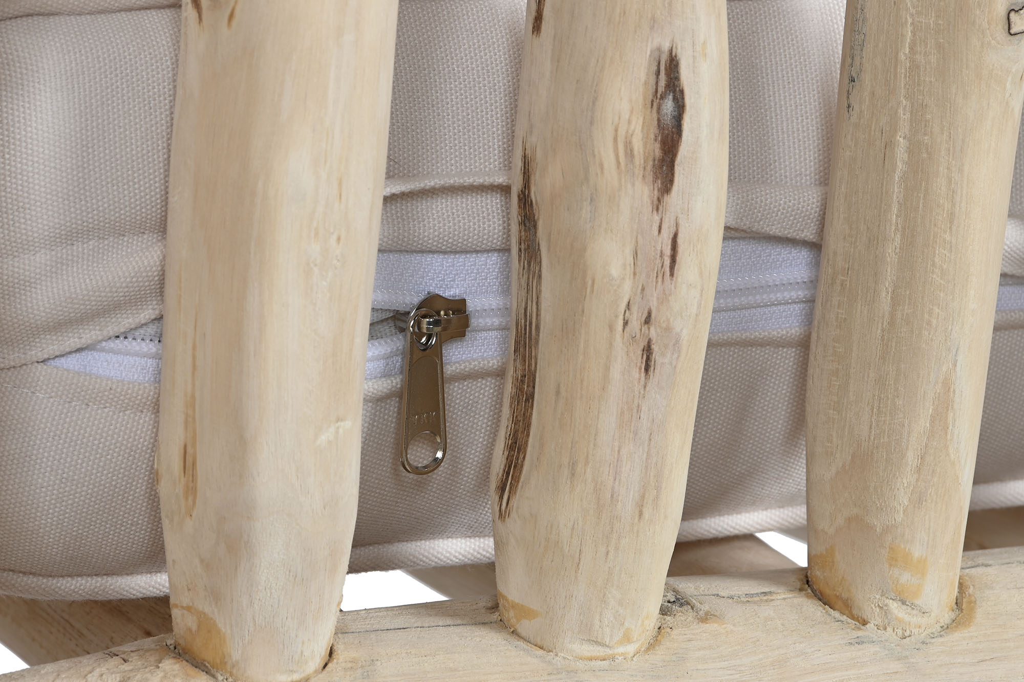 Sofa teca poliester 132x79x78 natural blanco