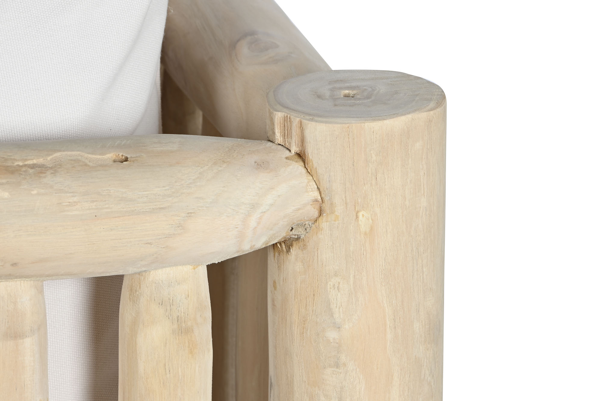 Sofa teca poliester 132x79x78 natural blanco