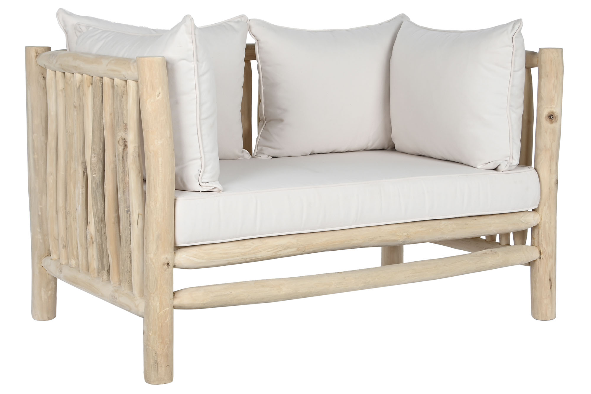 Sofa teca poliester 132x79x78 natural blanco