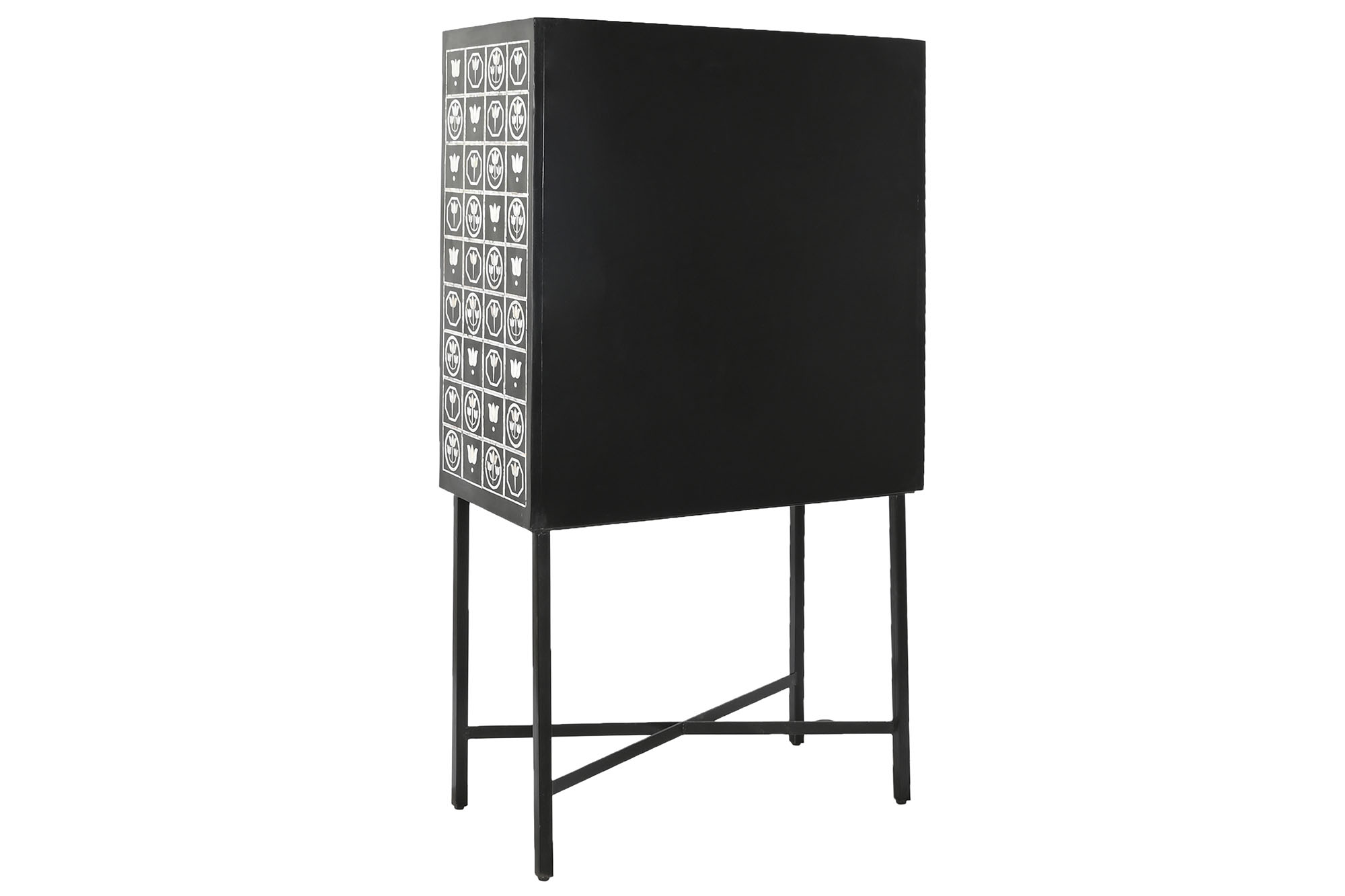 Mueble bar hueso hierro 80x40x153 taracea bicolor