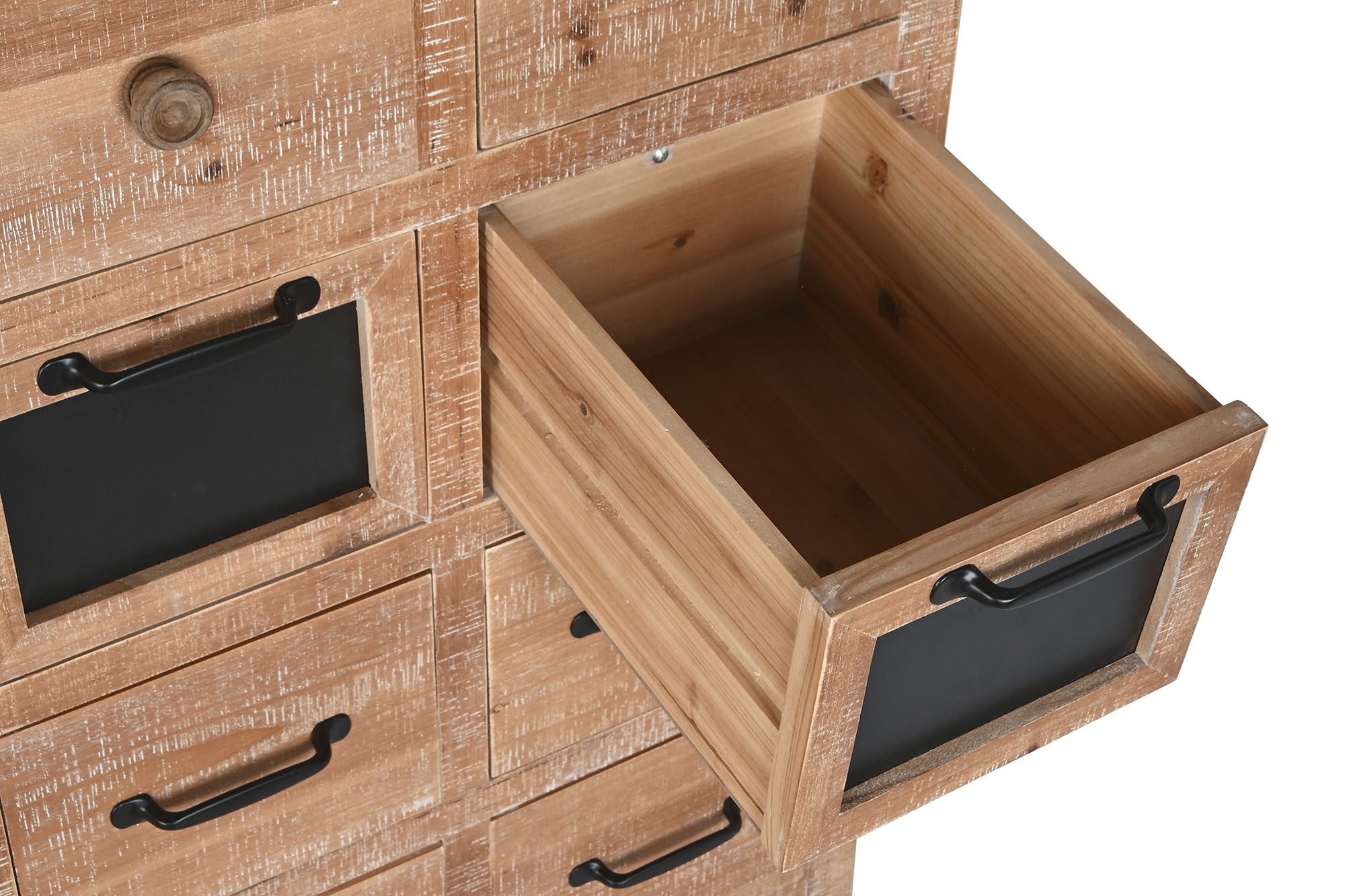 Cajonera abeto metal 110x40x92,5 16caj, natural