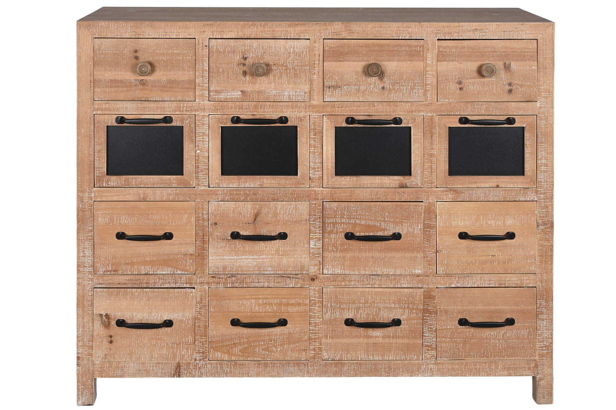 Cajonera abeto metal 110x40x92,5 16caj, natural