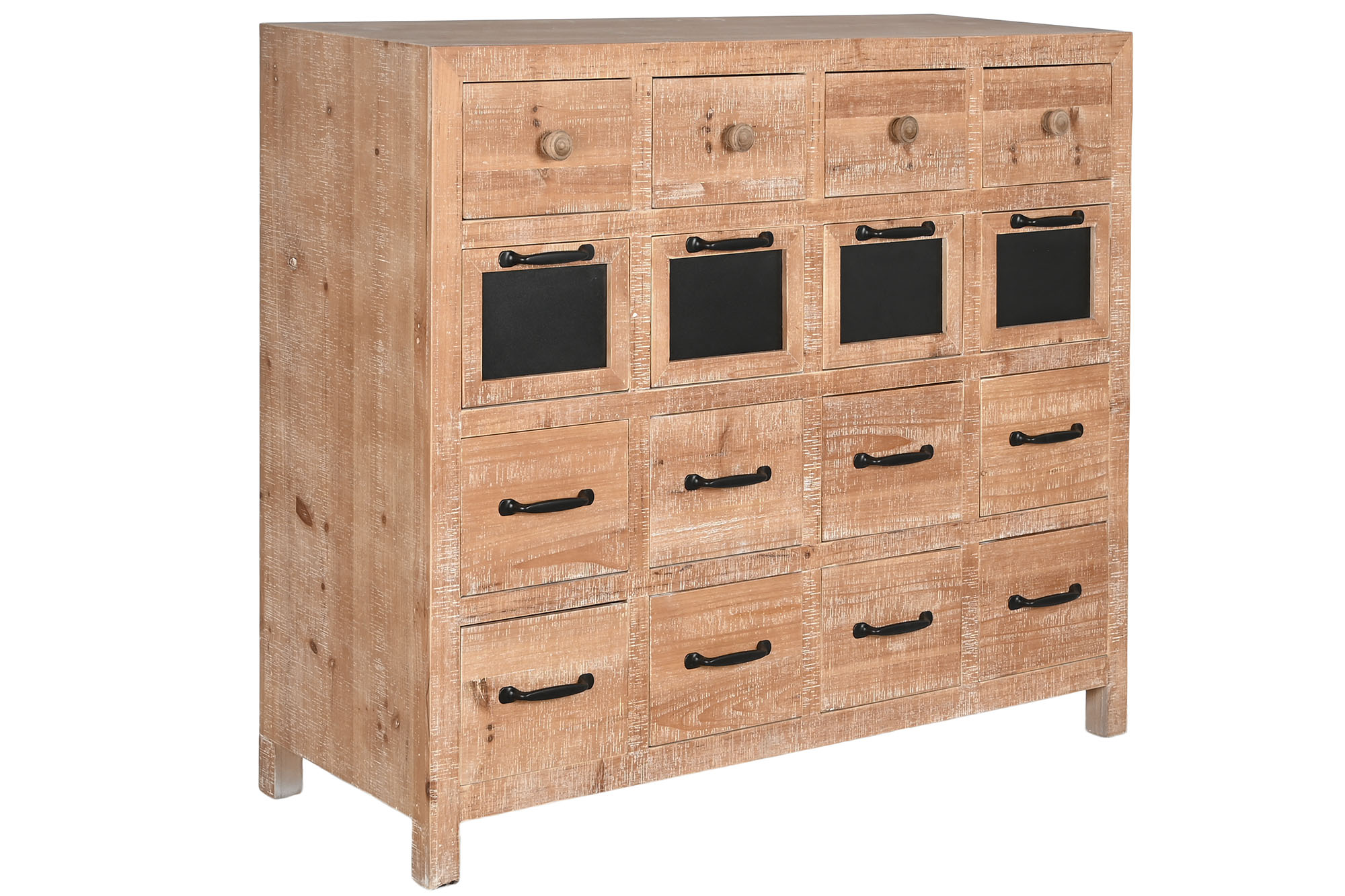 Cajonera abeto metal 110x40x92,5 16caj, natural