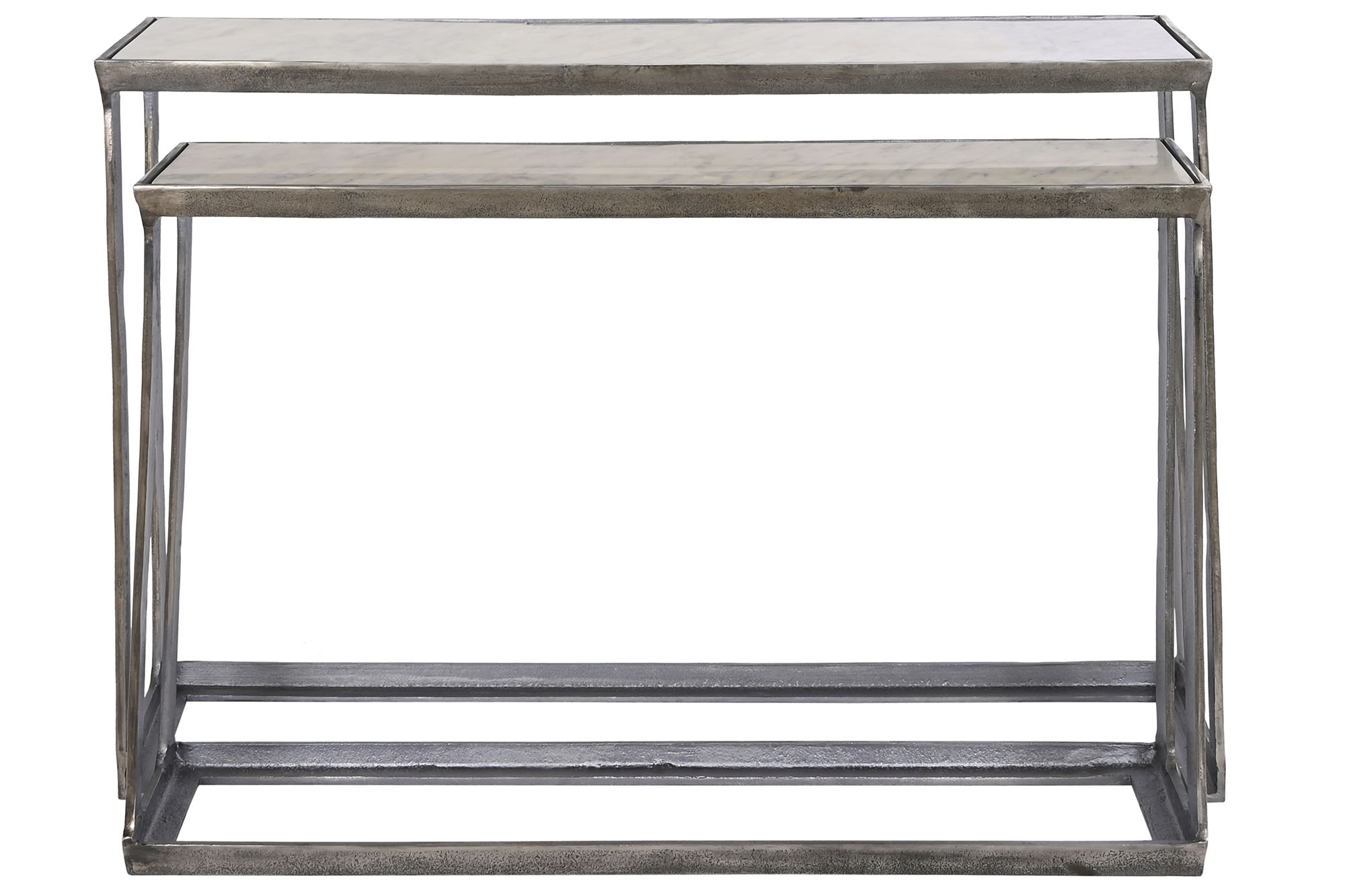 Consola set 2 marmol aluminio 108x30x79 patinado