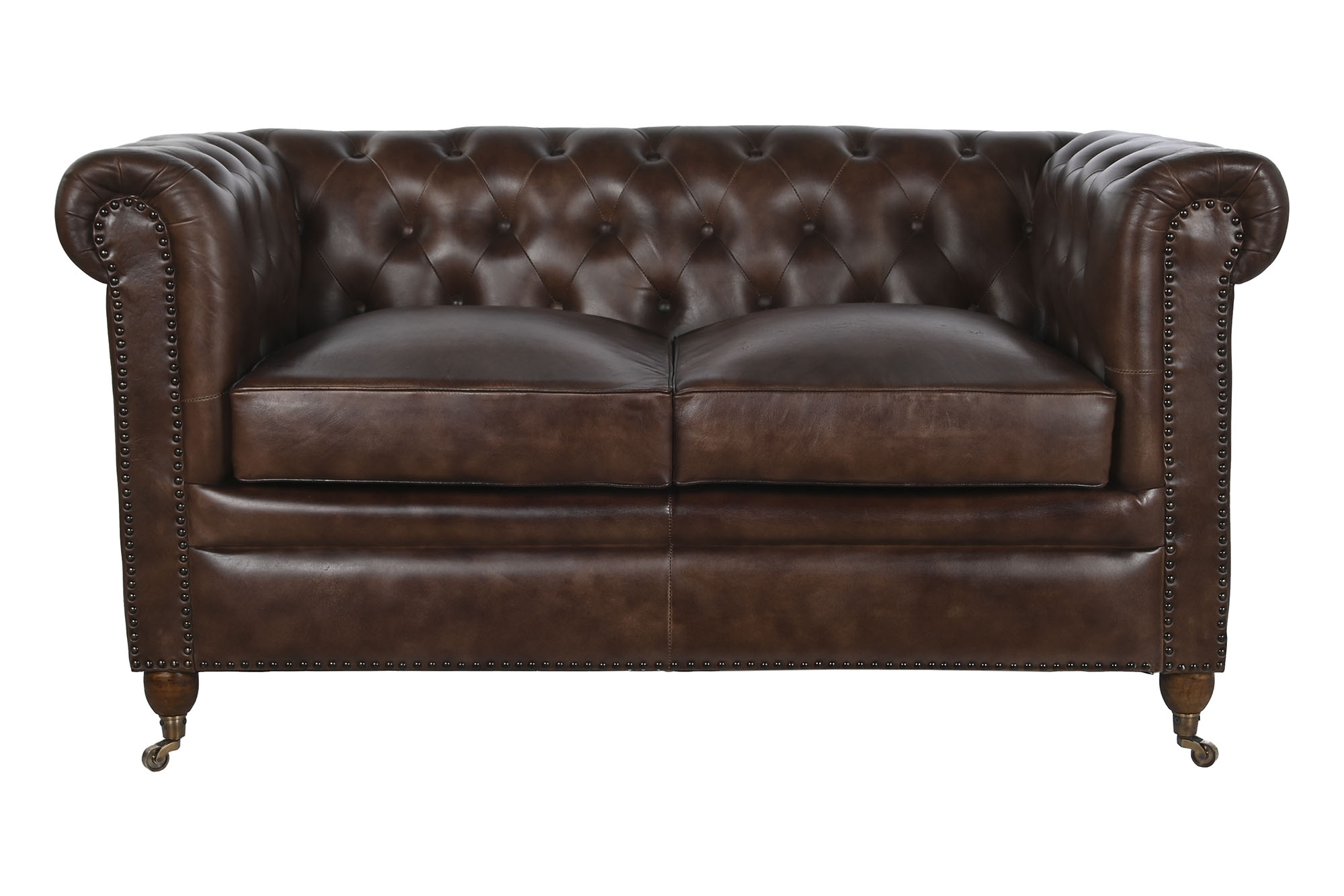 Sofa piel 148x80x72 chester 2 plazas marron