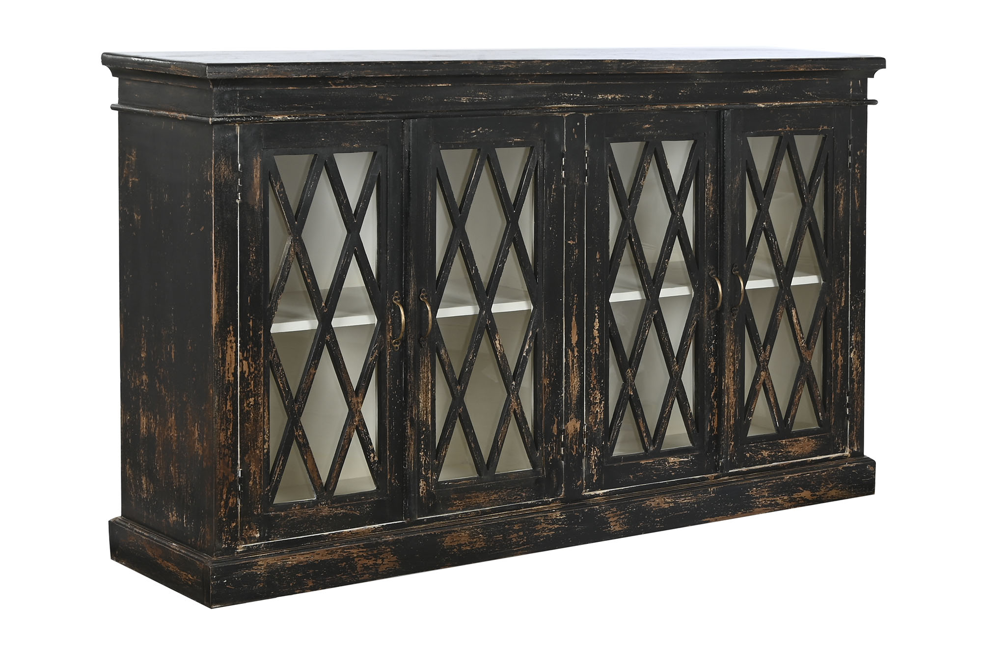 Buffet madera cristal 170x40x100 envejecido negro