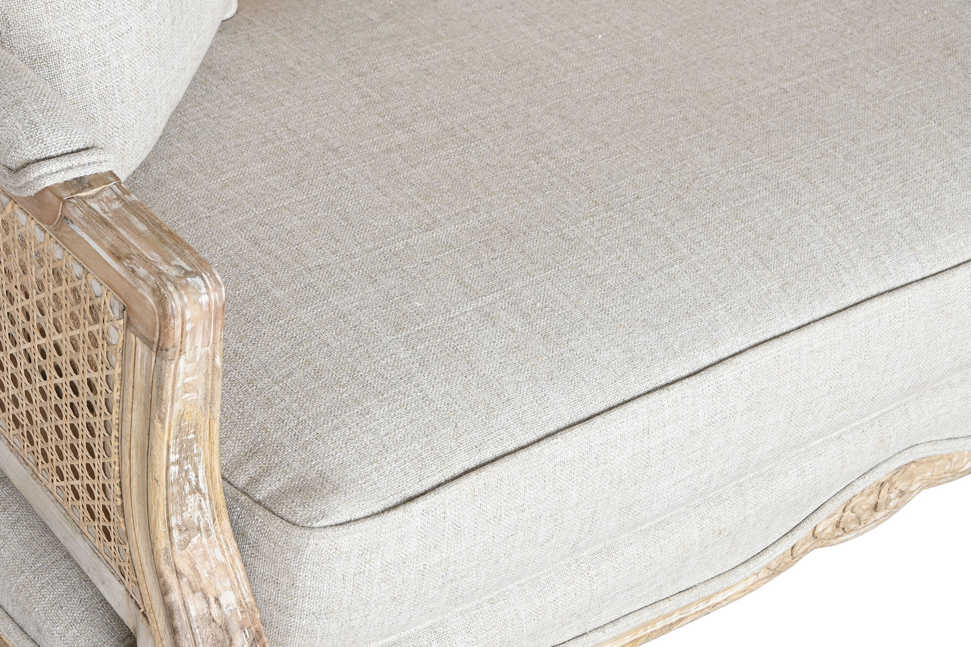 Sofa madera enea 125x58x155 algodon natural