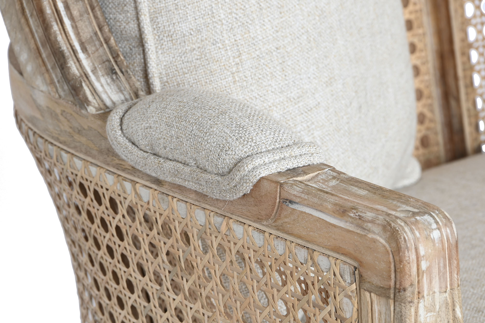 Sofa madera enea 125x58x155 algodon natural