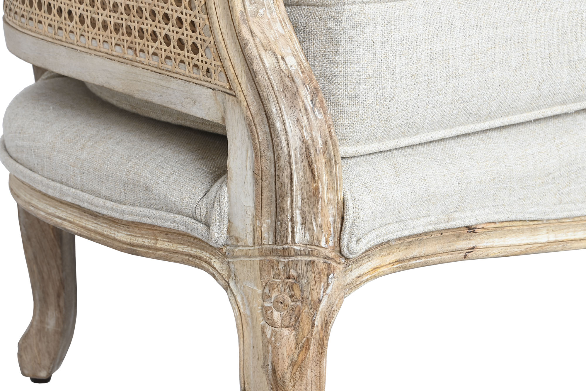 Sofa madera enea 125x58x155 algodon natural