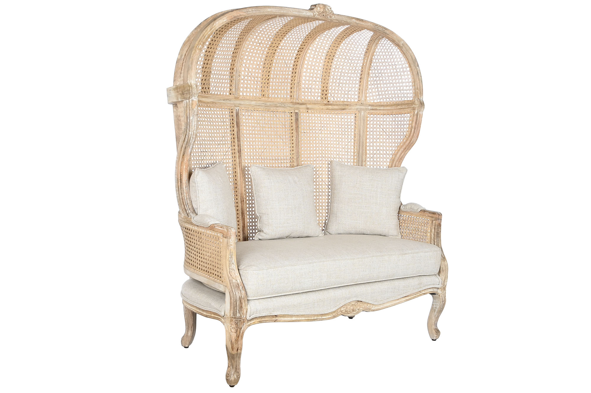 Sofa madera enea 125x58x155 algodon natural