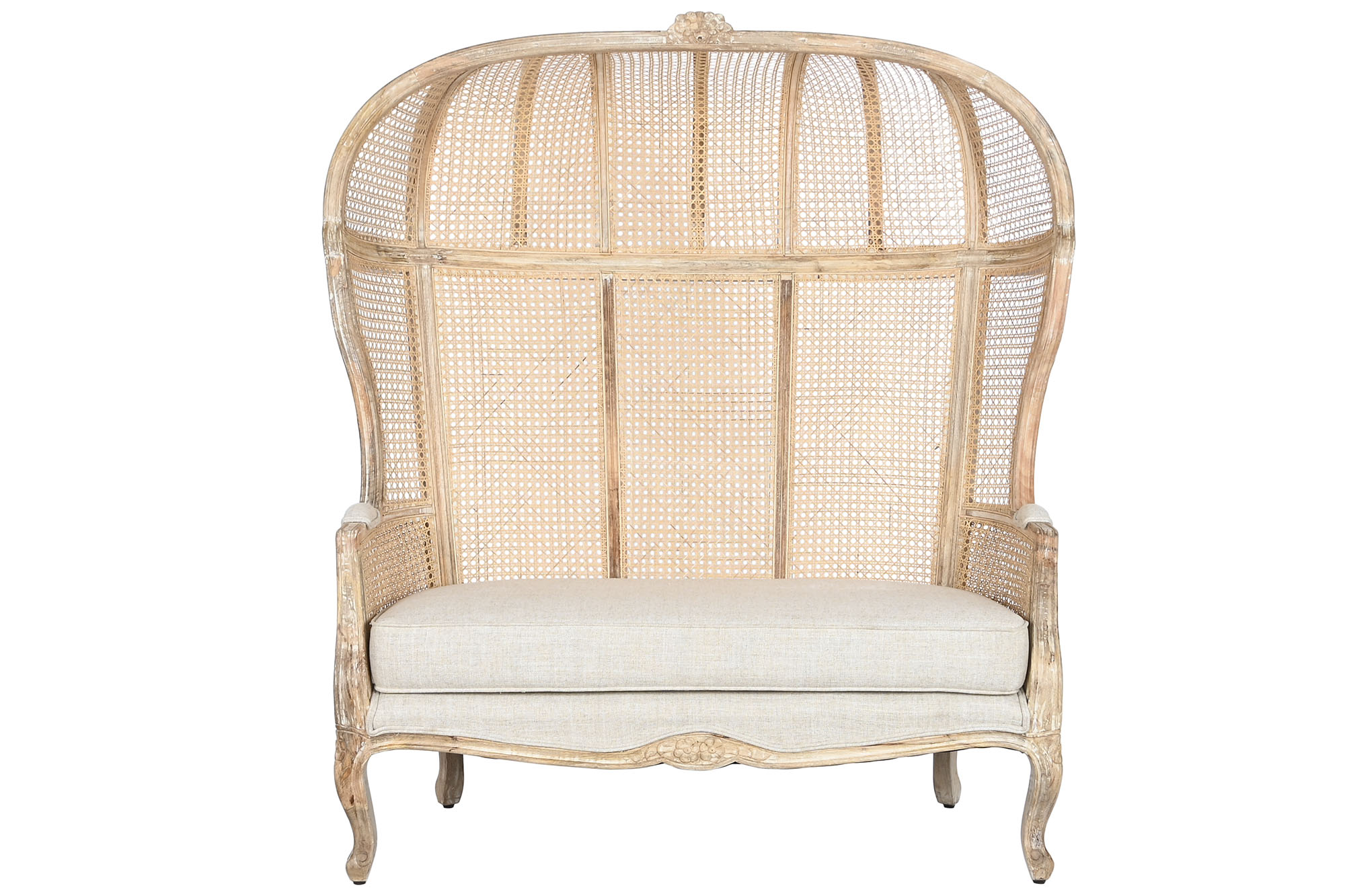 Sofa madera enea 125x58x155 algodon natural