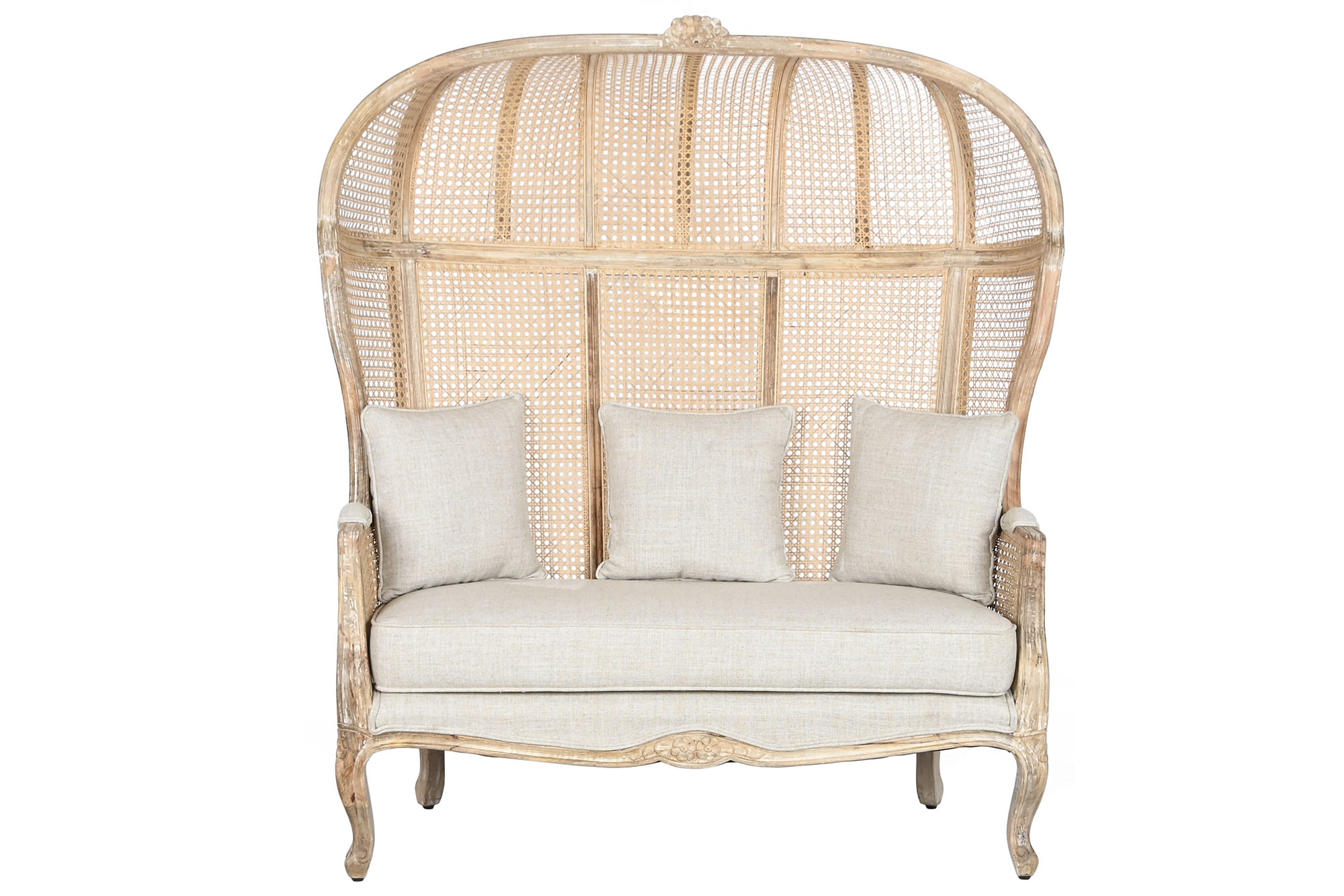 Sofa madera enea 125x58x155 algodon natural