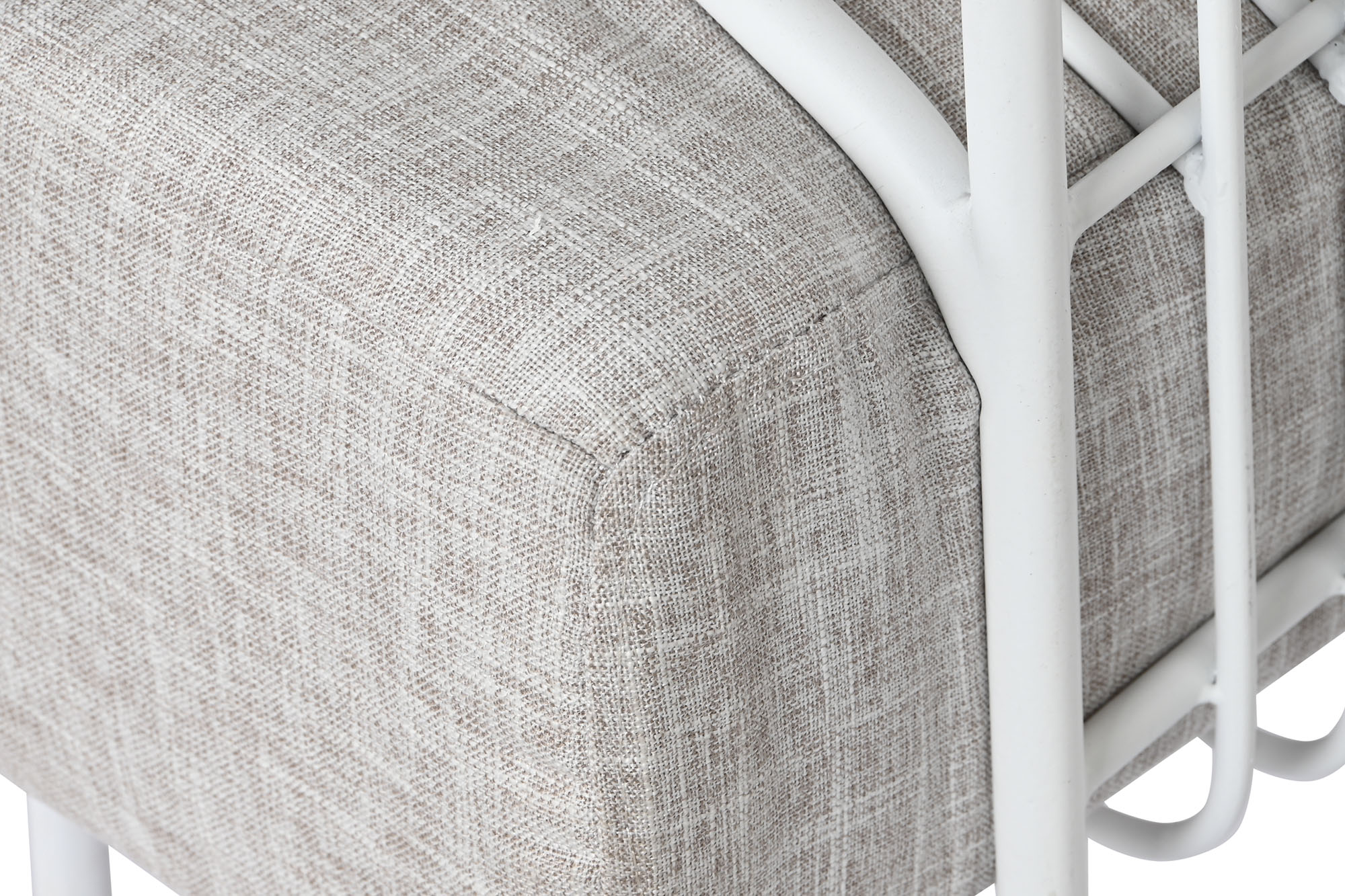 Sofa metal poliester 180 x 66 x 66 blanco