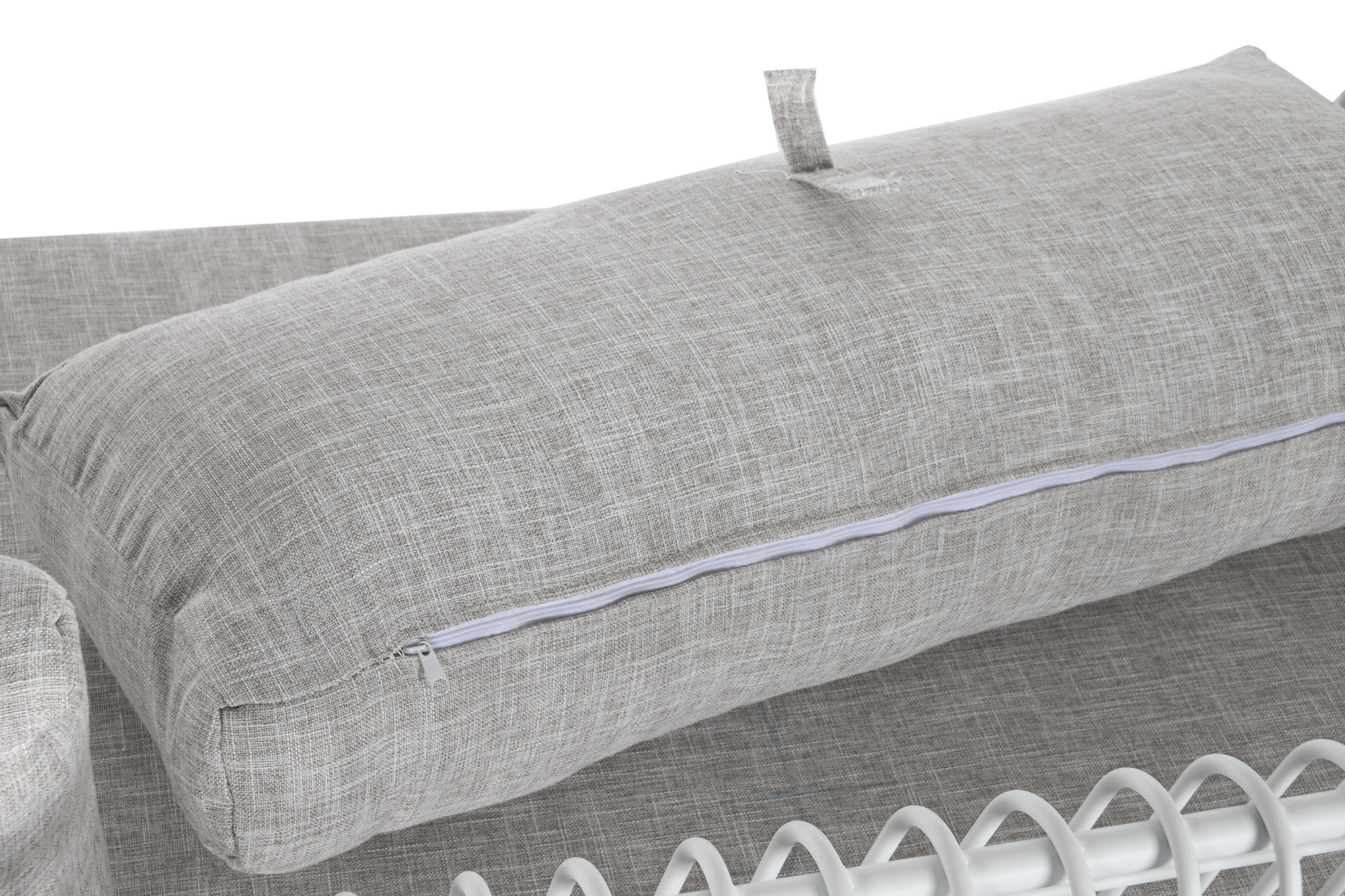 Sofa metal poliester 180 x 66 x 66 blanco