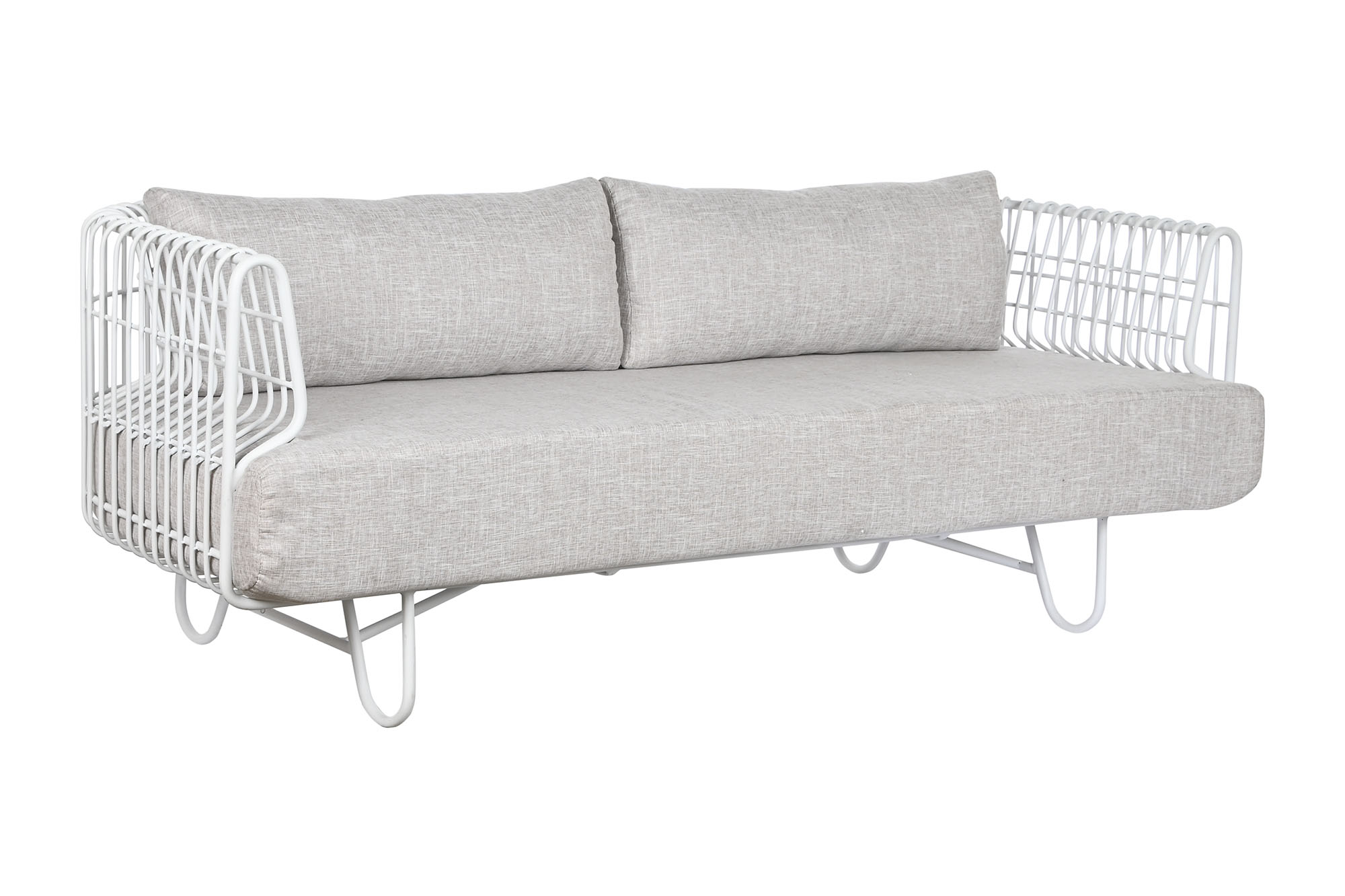 Sofa metal poliester 180 x 66 x 66 blanco