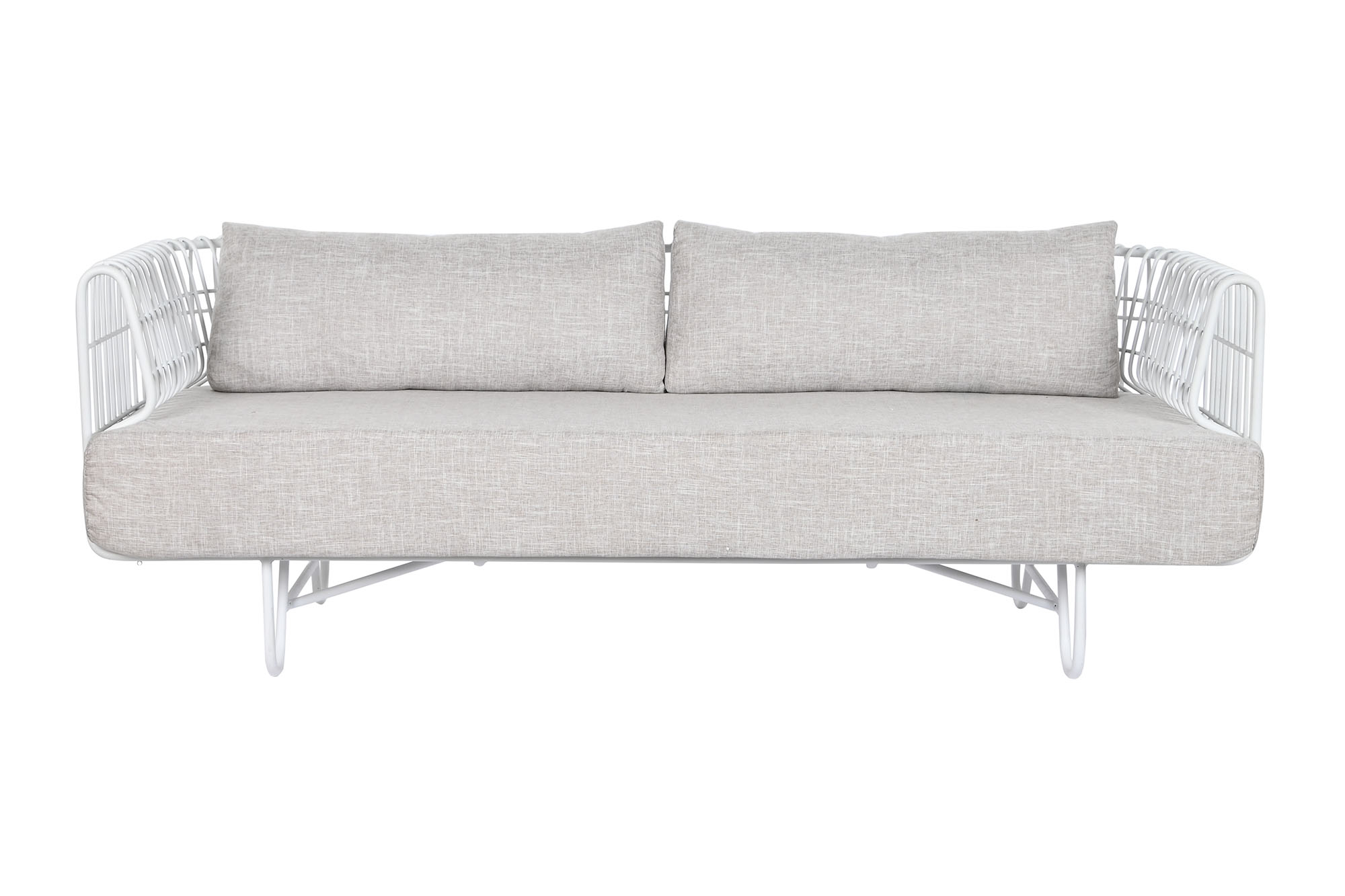 Sofa metal poliester 180 x 66 x 66 blanco