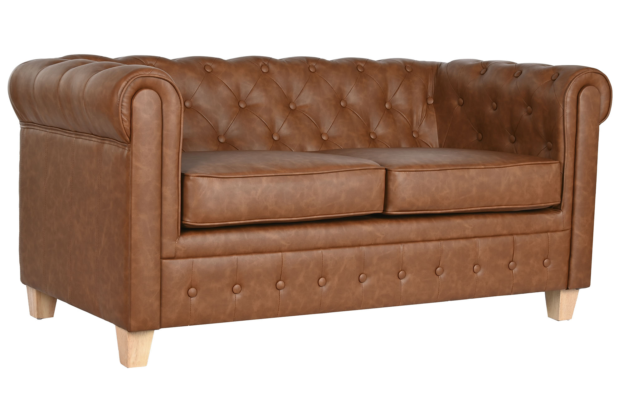 Sofa poliester madera 151x79x70 2 plazas marron