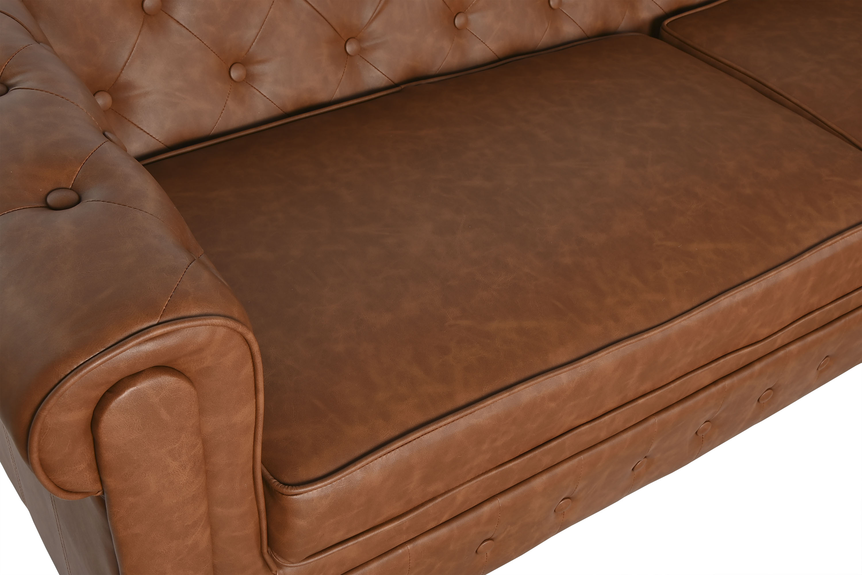 Sofa poliester madera 218x78x70 3 plazas marron
