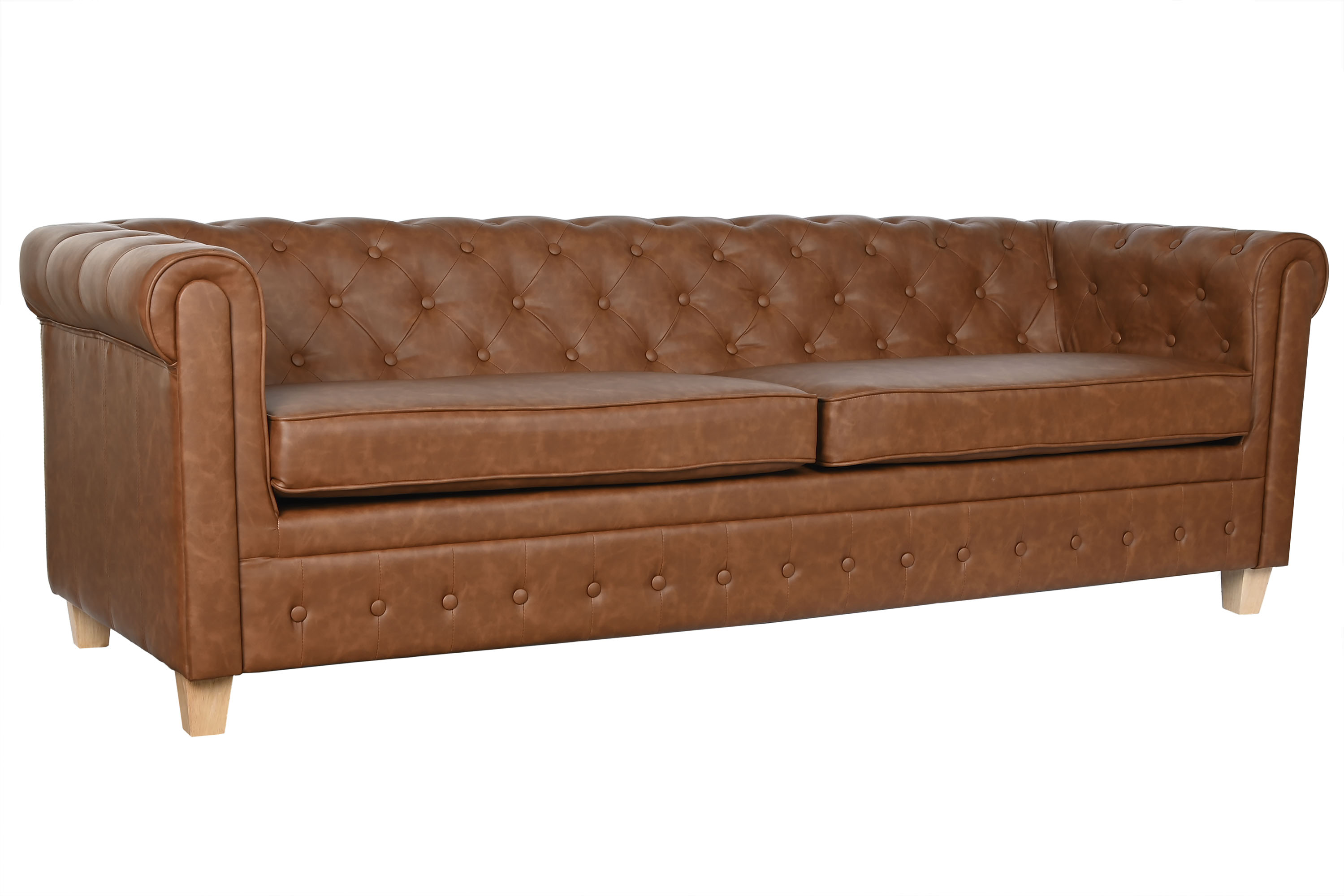 Sofa poliester madera 218x78x70 3 plazas marron