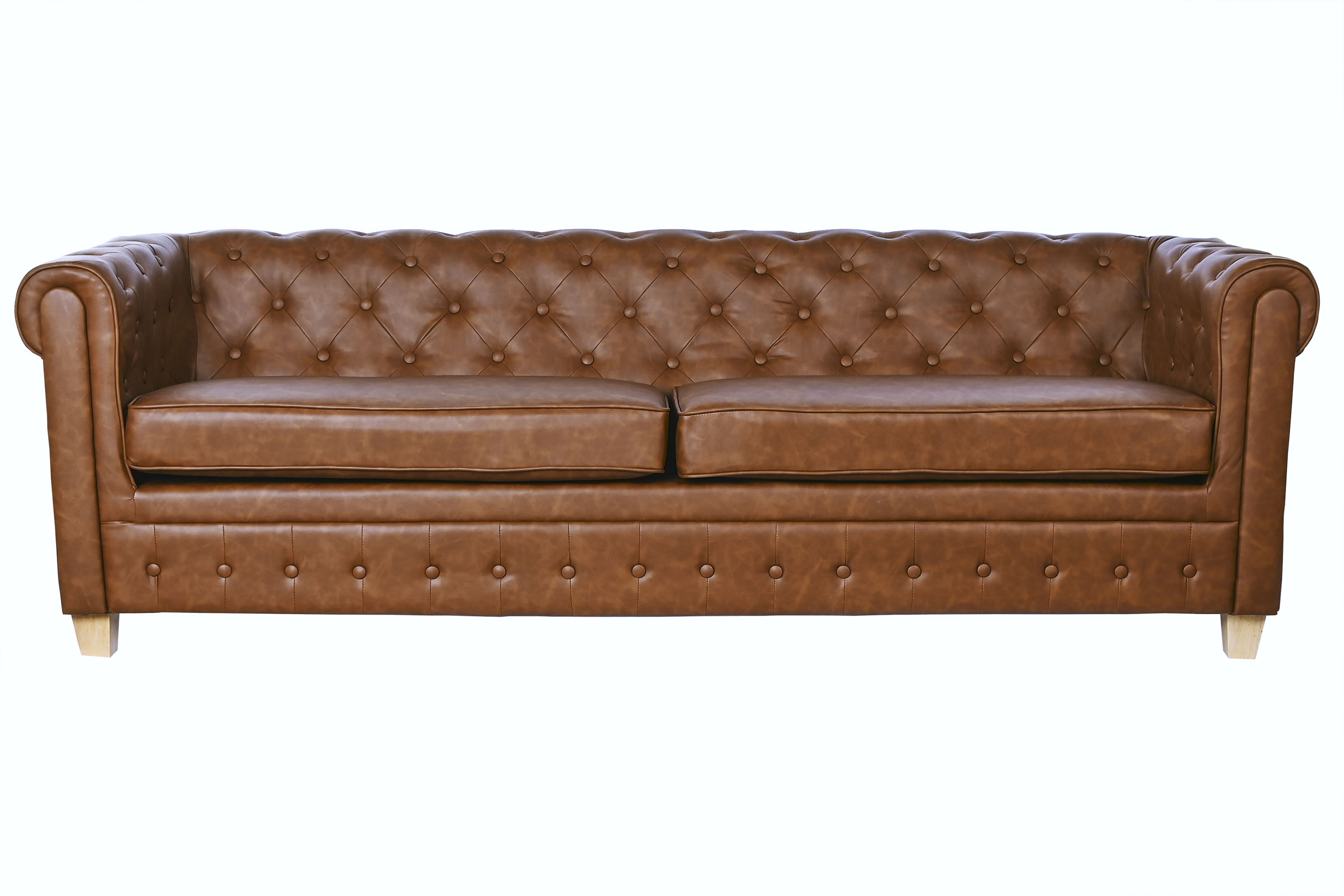 Sofa poliester madera 218x78x70 3 plazas marron