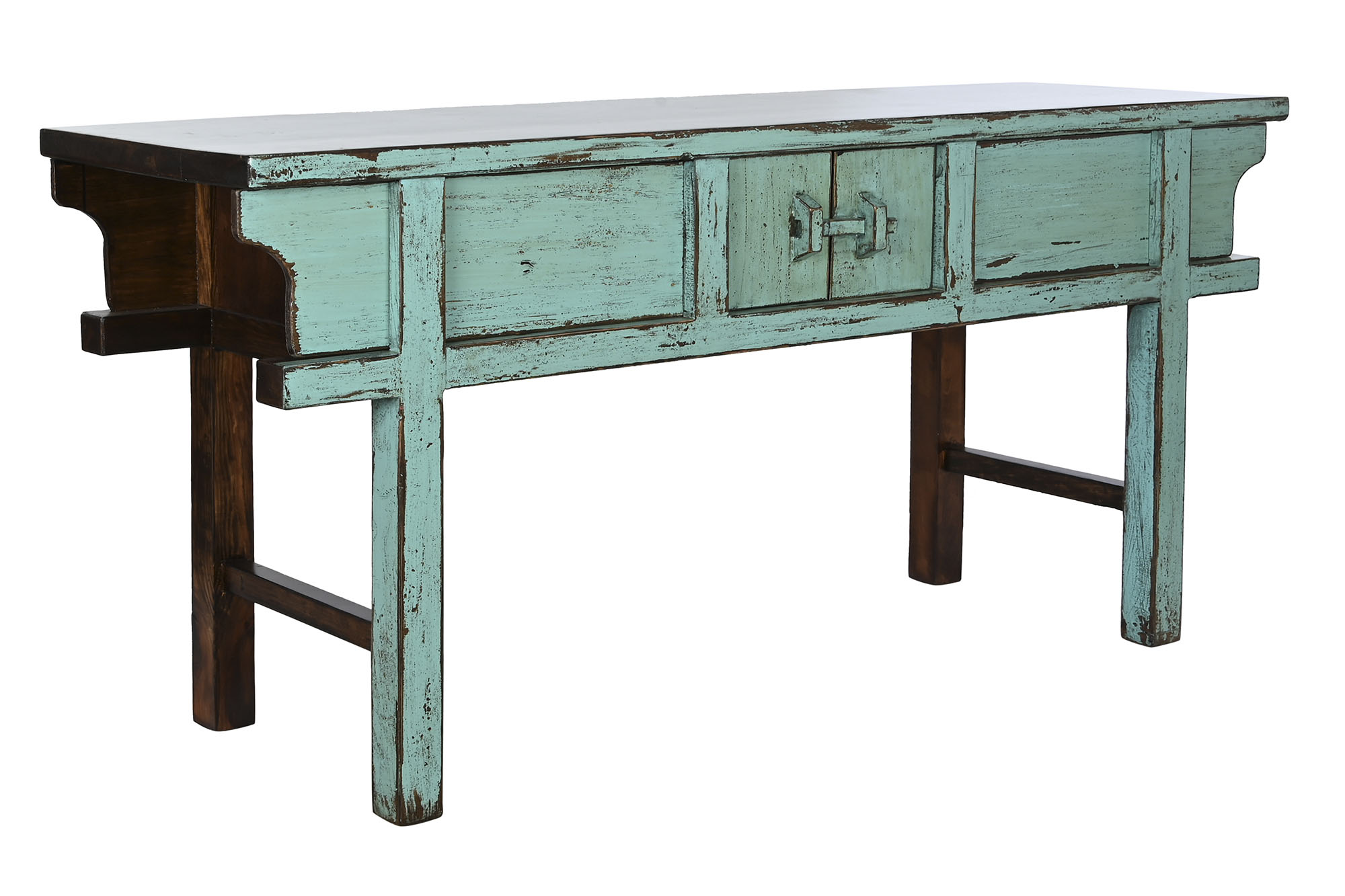 Consola olmo macizo 170x49x88 decape turquesa