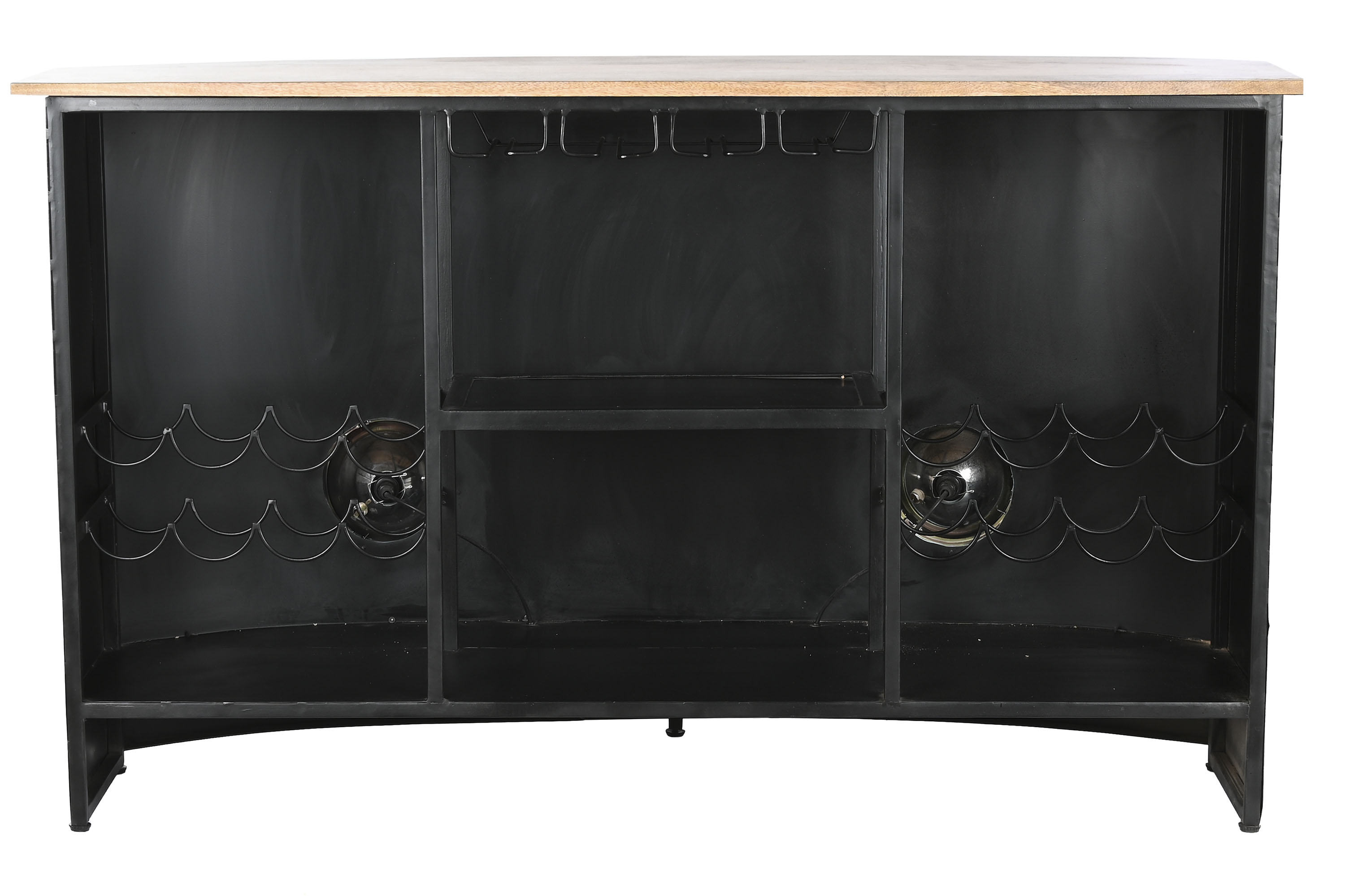 Mueble bar hierro mango 157x52x90 focos turquesa