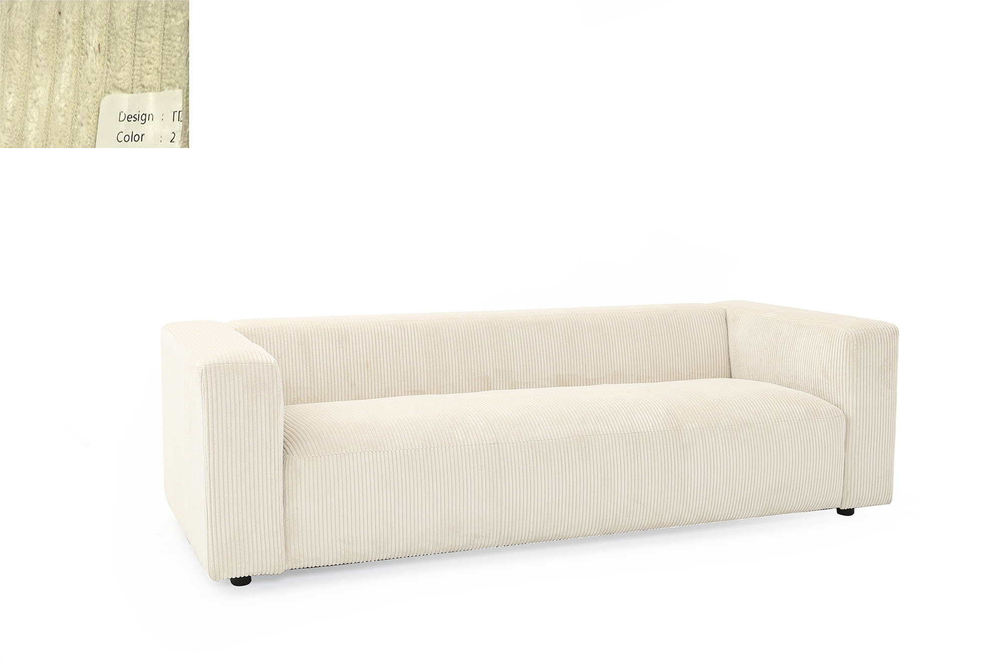 Sofa poliester 224x95,5x66,5 pana crema