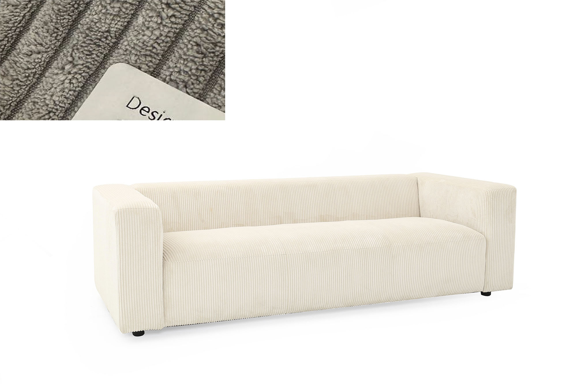 Sofa poliester 224x95,5x66,5 pana gris claro