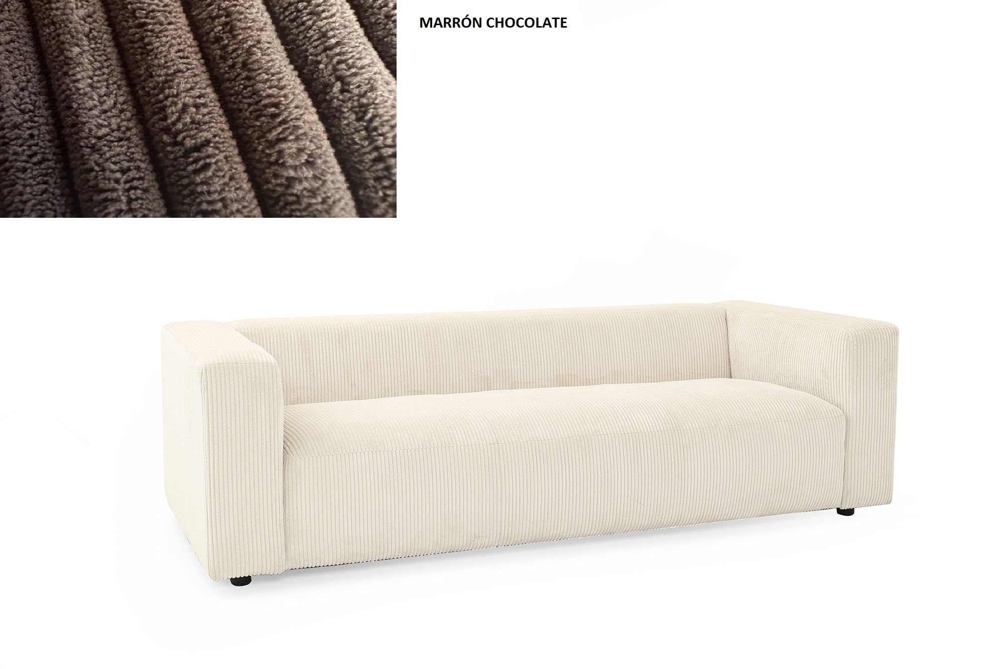 Sofa poliester 224x95,5x66,5 marron