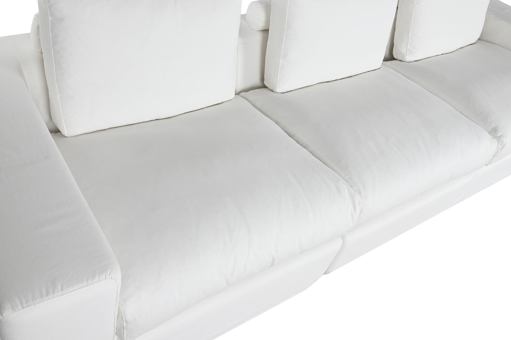 Sofa poliester pluma 286x95,5x57 blanco