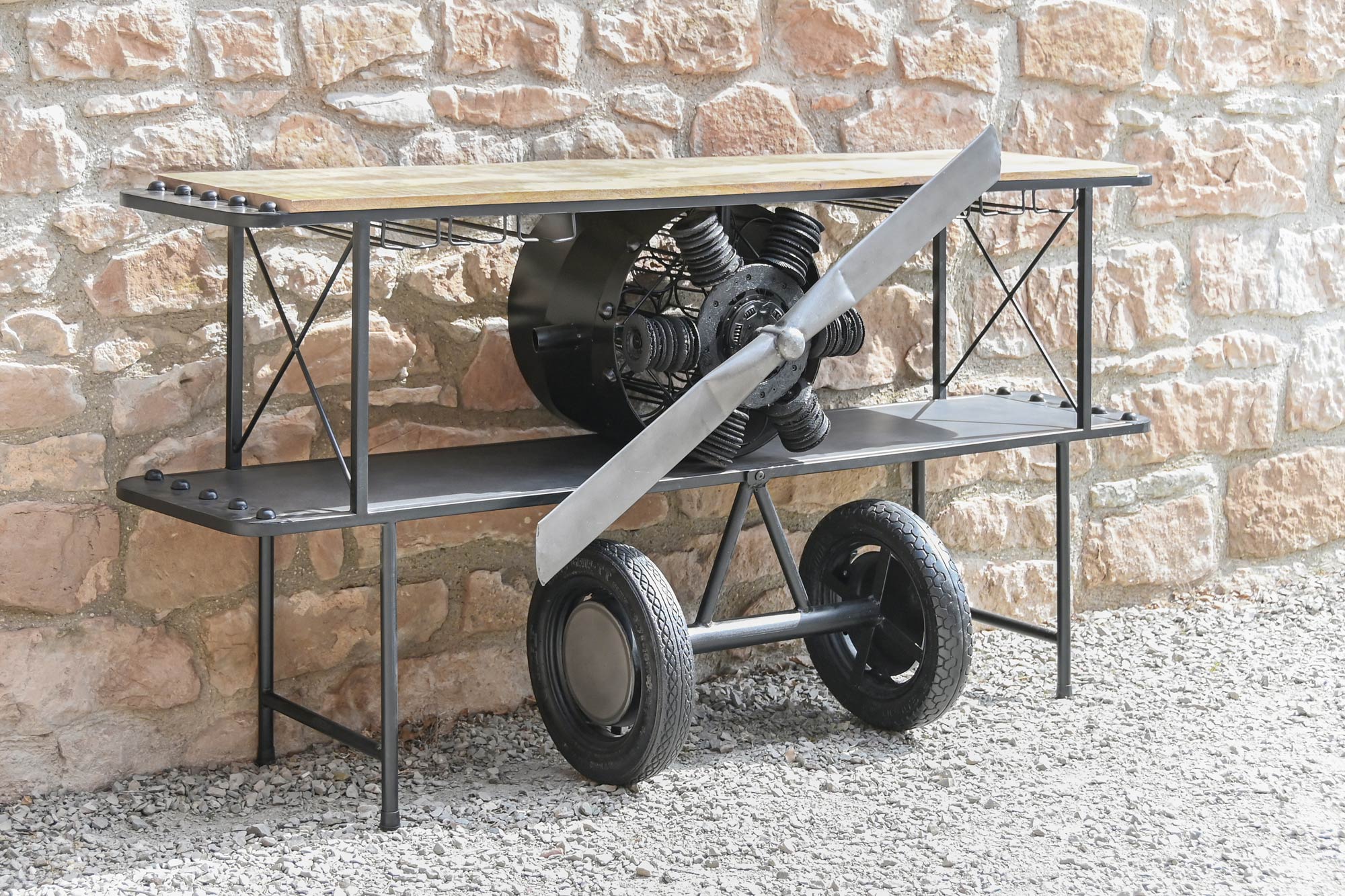 Consola metal madera 191x58x91 52,30 avion negro