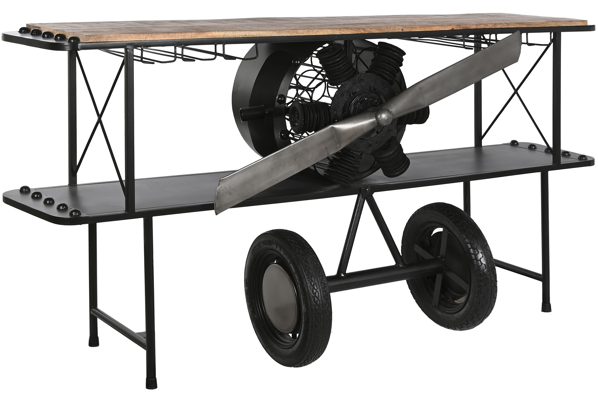 Consola metal madera 191x58x91 52,30 avion negro