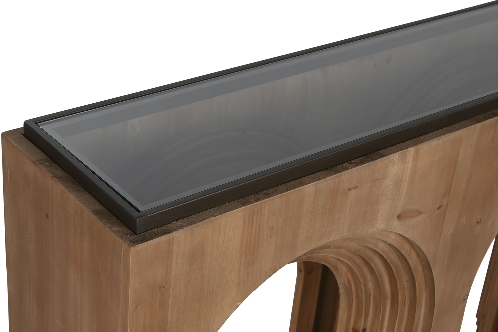 Consola abeto cristal 122x30x80 3,00 arco marron