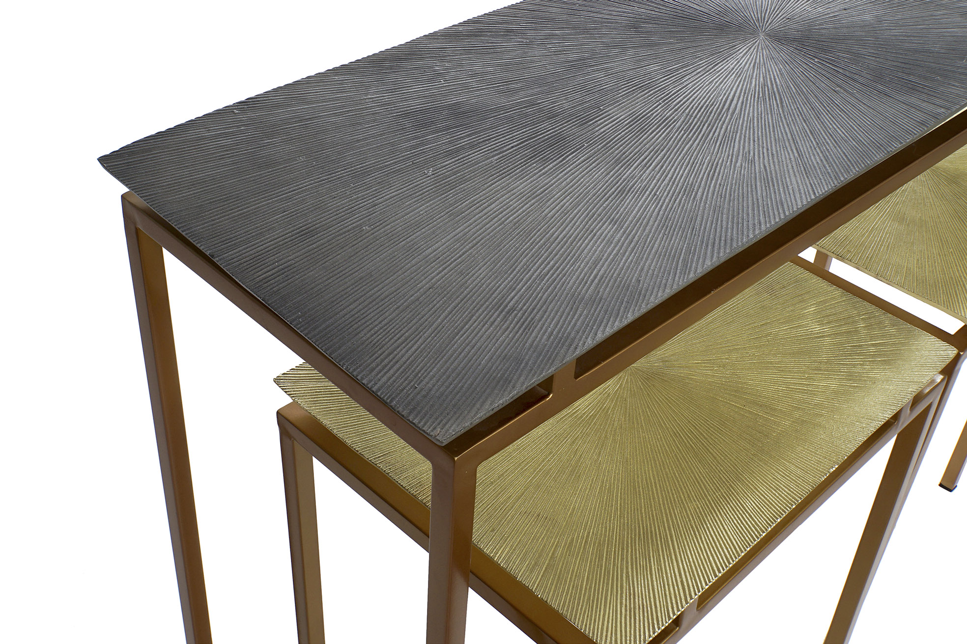 Consola set 3 metal aluminio 109,5x37,5x80 gris