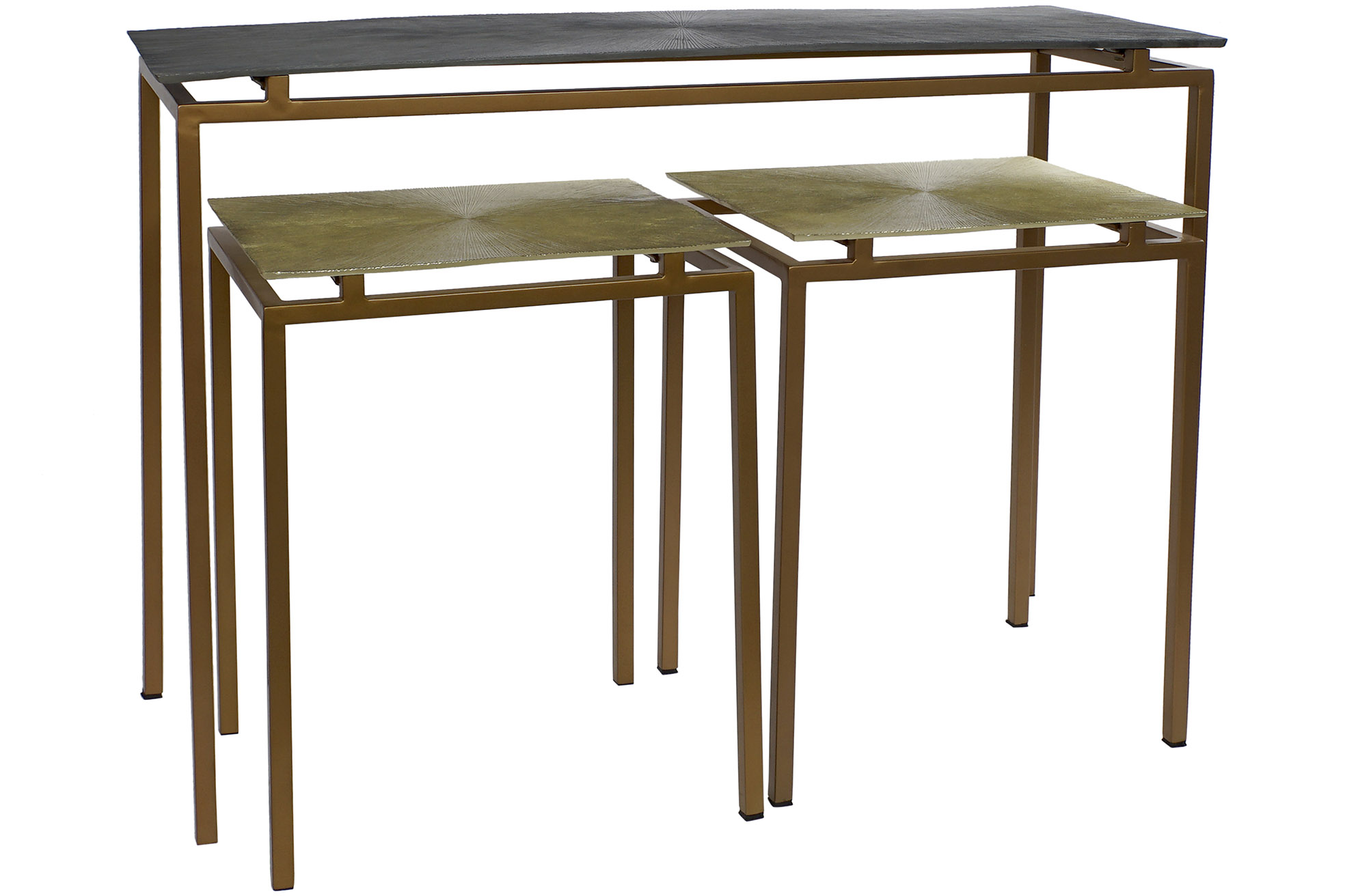 Consola set 3 metal aluminio 109,5x37,5x80 gris