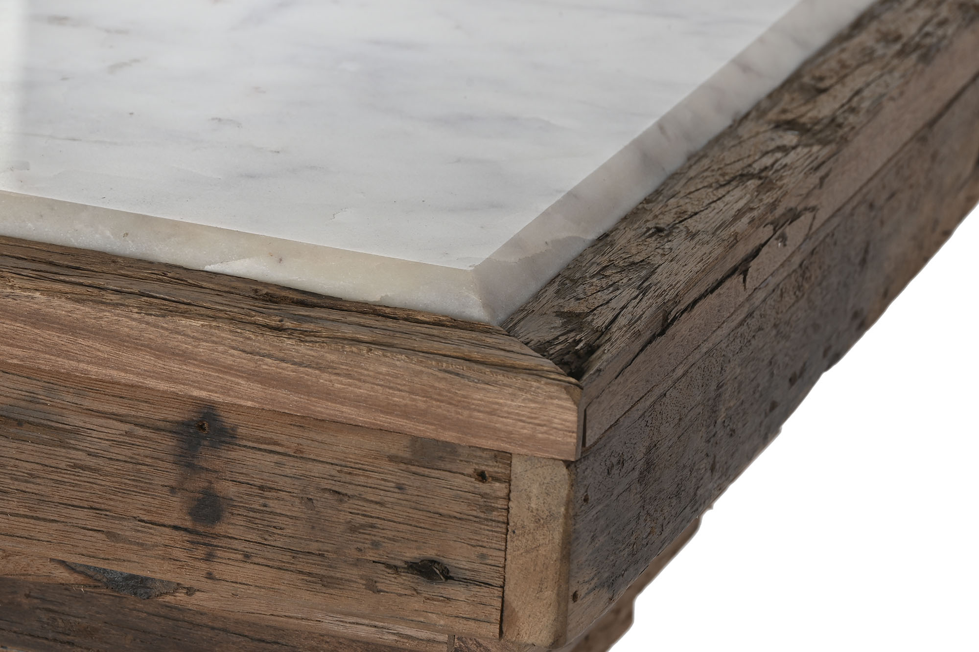 Consola madera reciclada marmol 138x45x87 marron