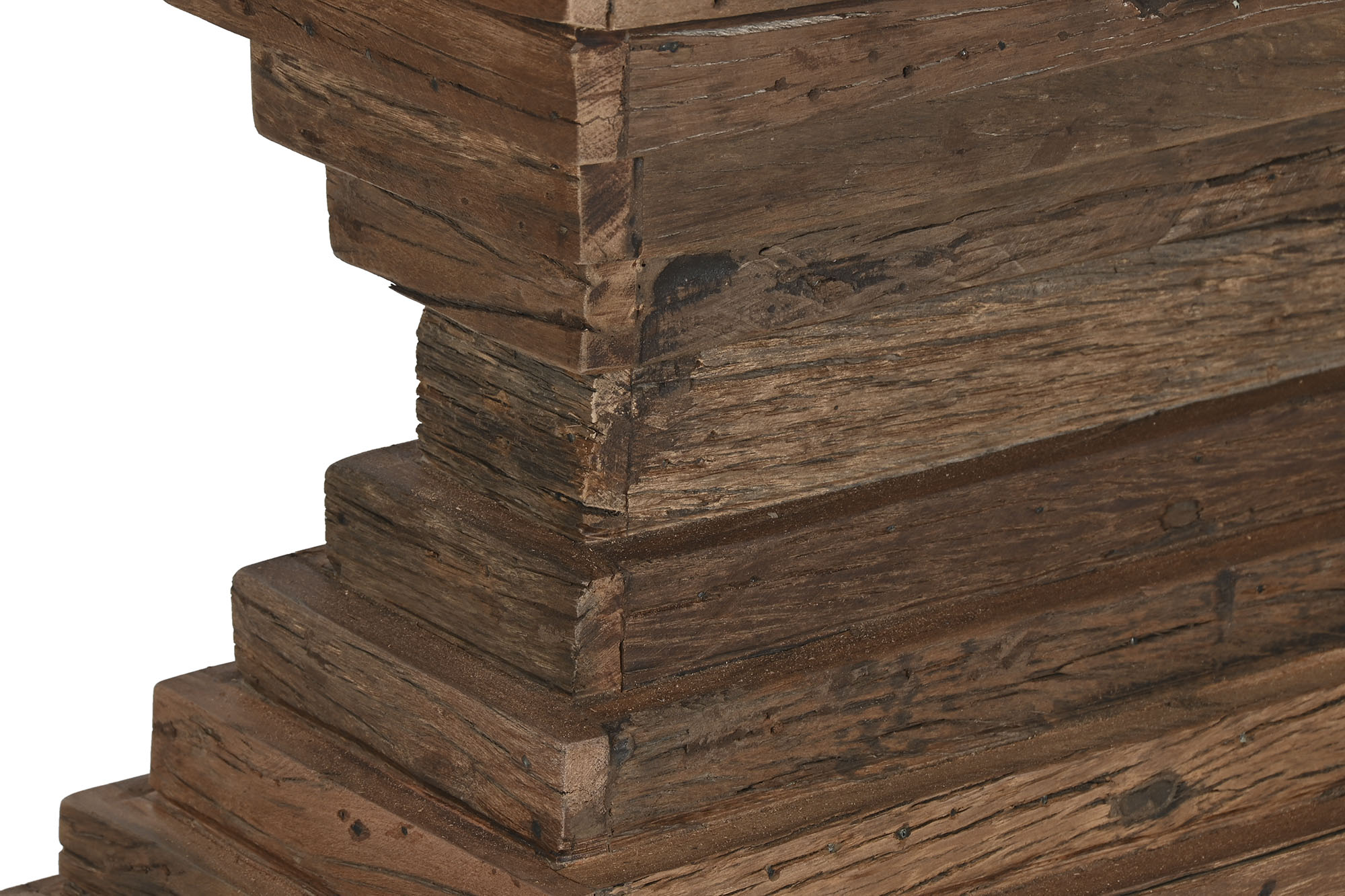 Consola madera reciclada marmol 138x45x87 marron