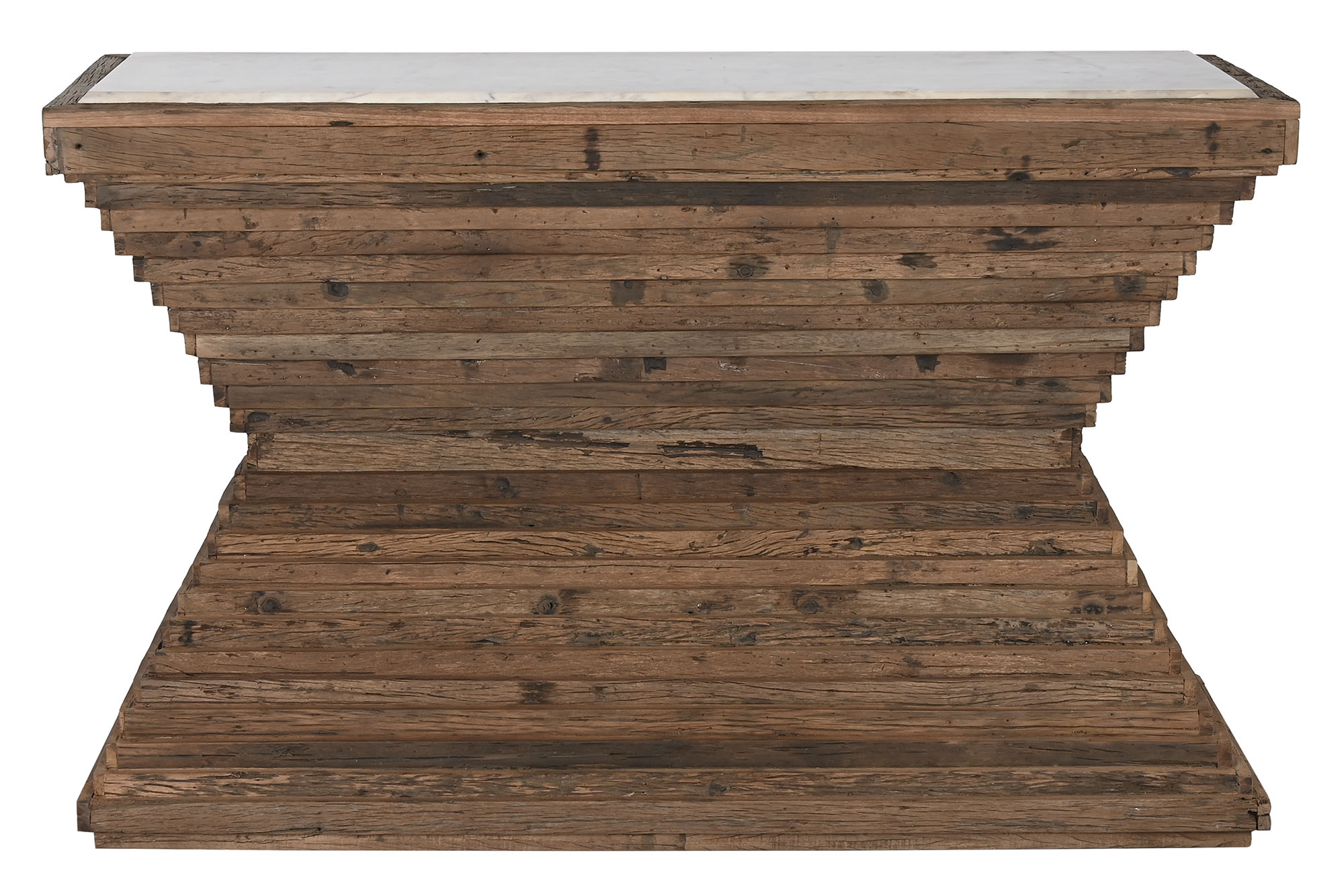 Consola madera reciclada marmol 138x45x87 marron