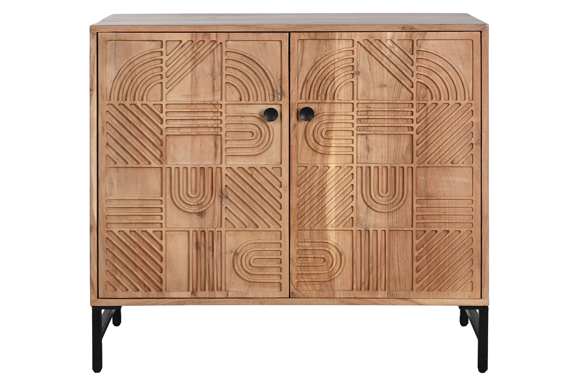 Aparador acacia metal 88x40x80 marron