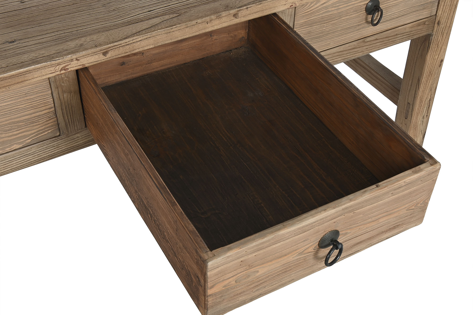 Mesa olmo macizo 169x75x85 3 cajones natural