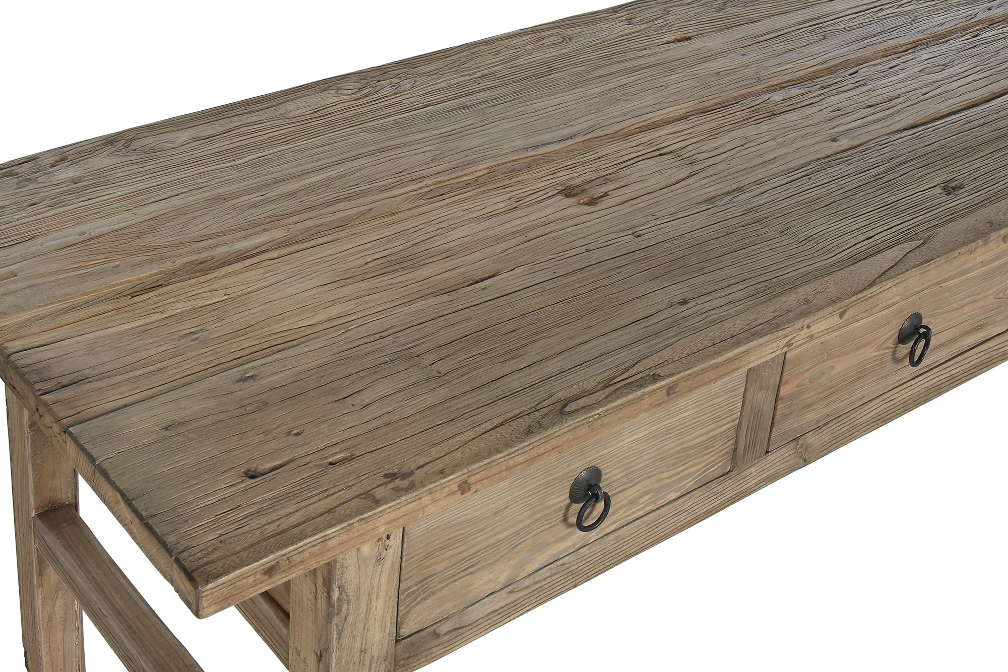 Mesa olmo macizo 169x75x85 3 cajones natural