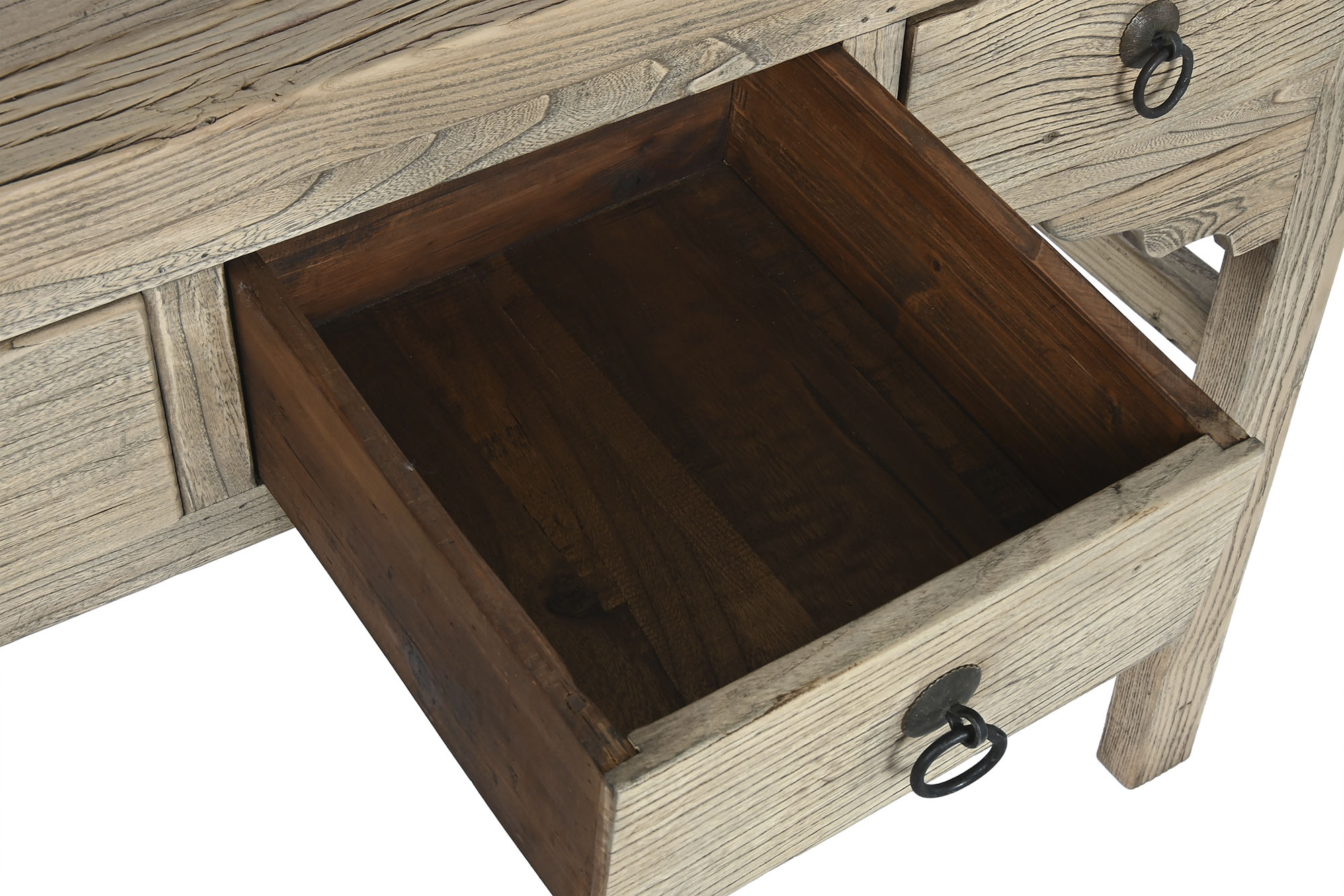 Consola olmo macizo 178x38x85 4 caj natural