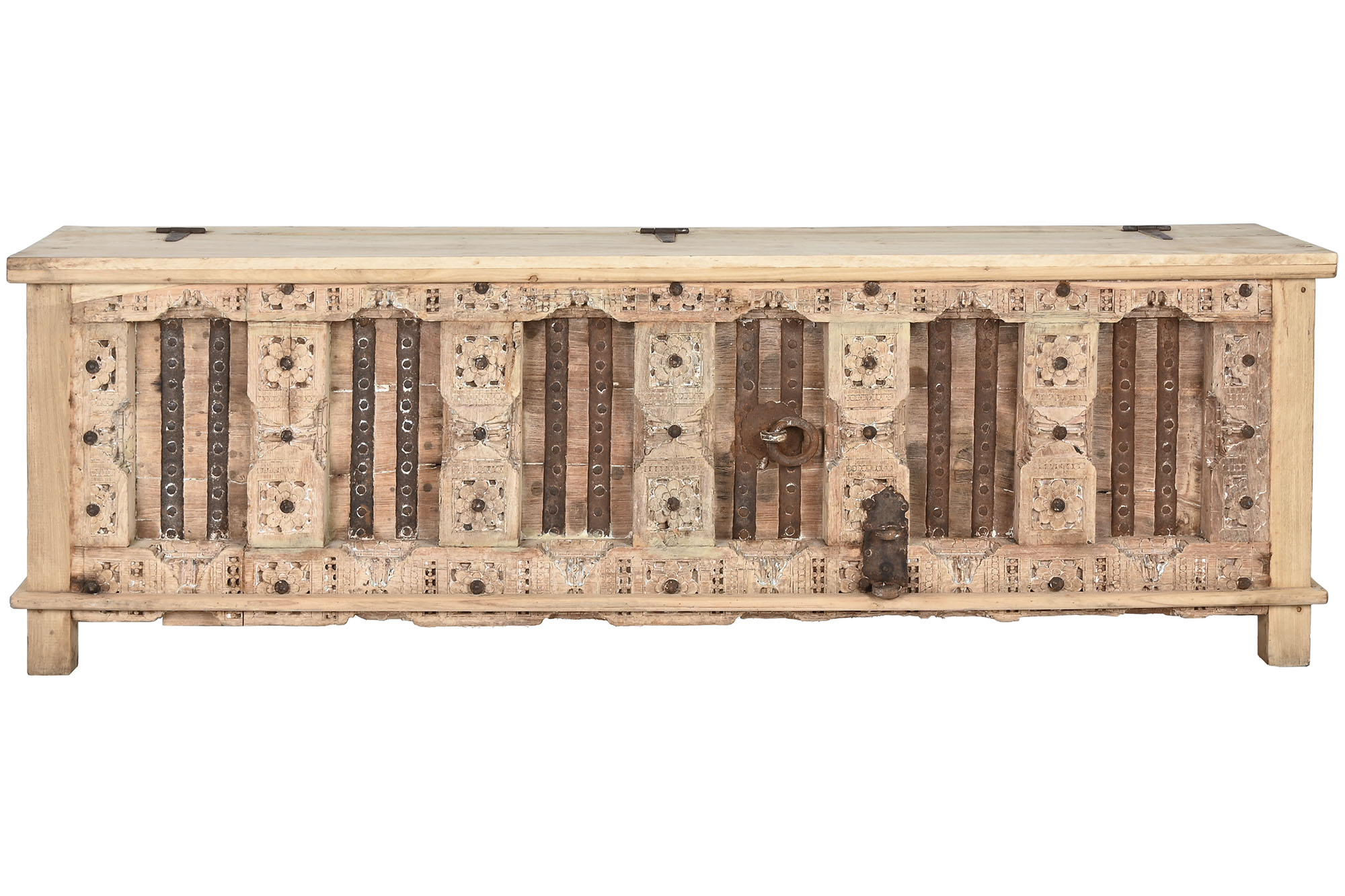 Mueble tv madera tallada 194x50x63 pieza unica