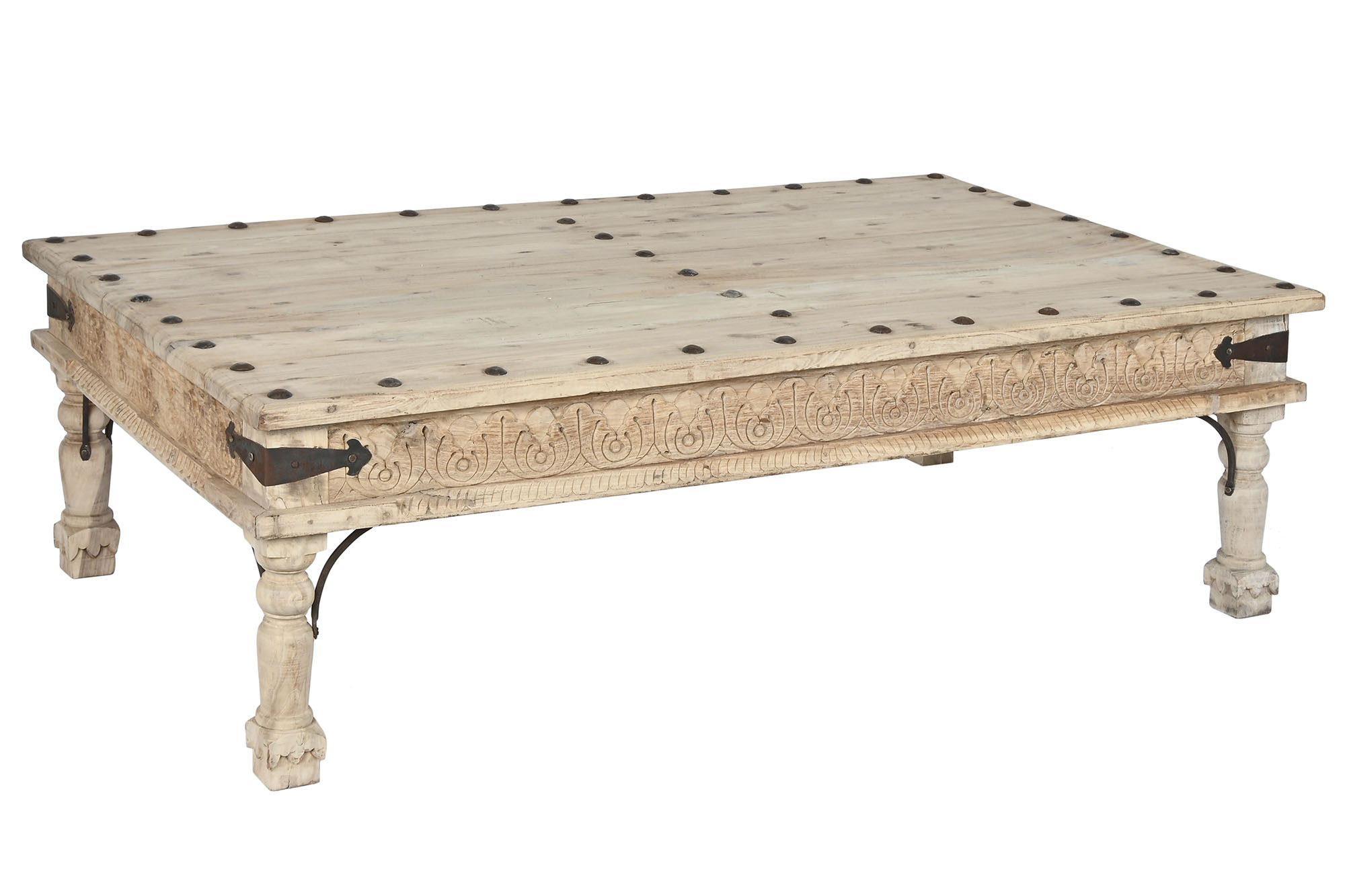 Mesa centro madera maciza 150x90x45 tallada