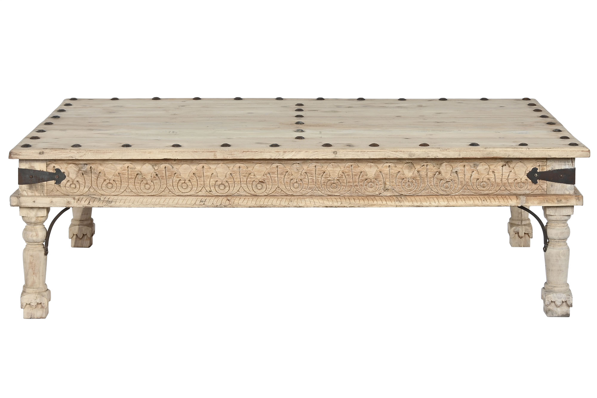 Mesa centro madera maciza 150x90x45 tallada