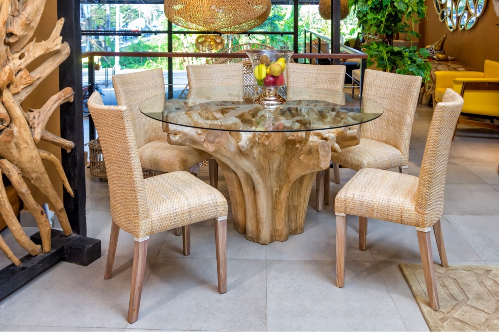 Mesa comedor raiz de teca 160x160x76