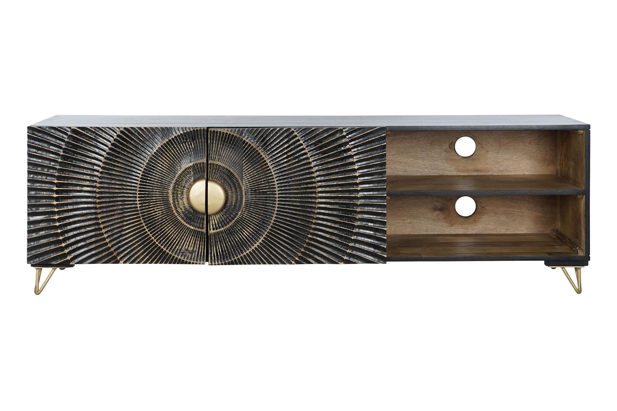 Mueble tv mango metal 160x40x50 mandala negro