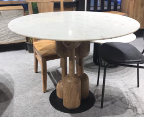 Mesa redonda comedor acacia marmol 106x106x76